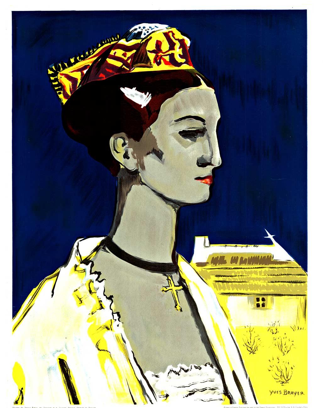 Manifesto d'epoca originale del 1959 Les Fetes de Provence Annee Mireille, Francia - Print di Yves Brayer