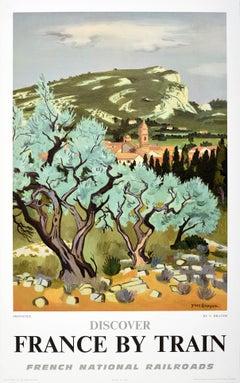 Original Vintage French Railway Travel Poster Provence Discover France By Train