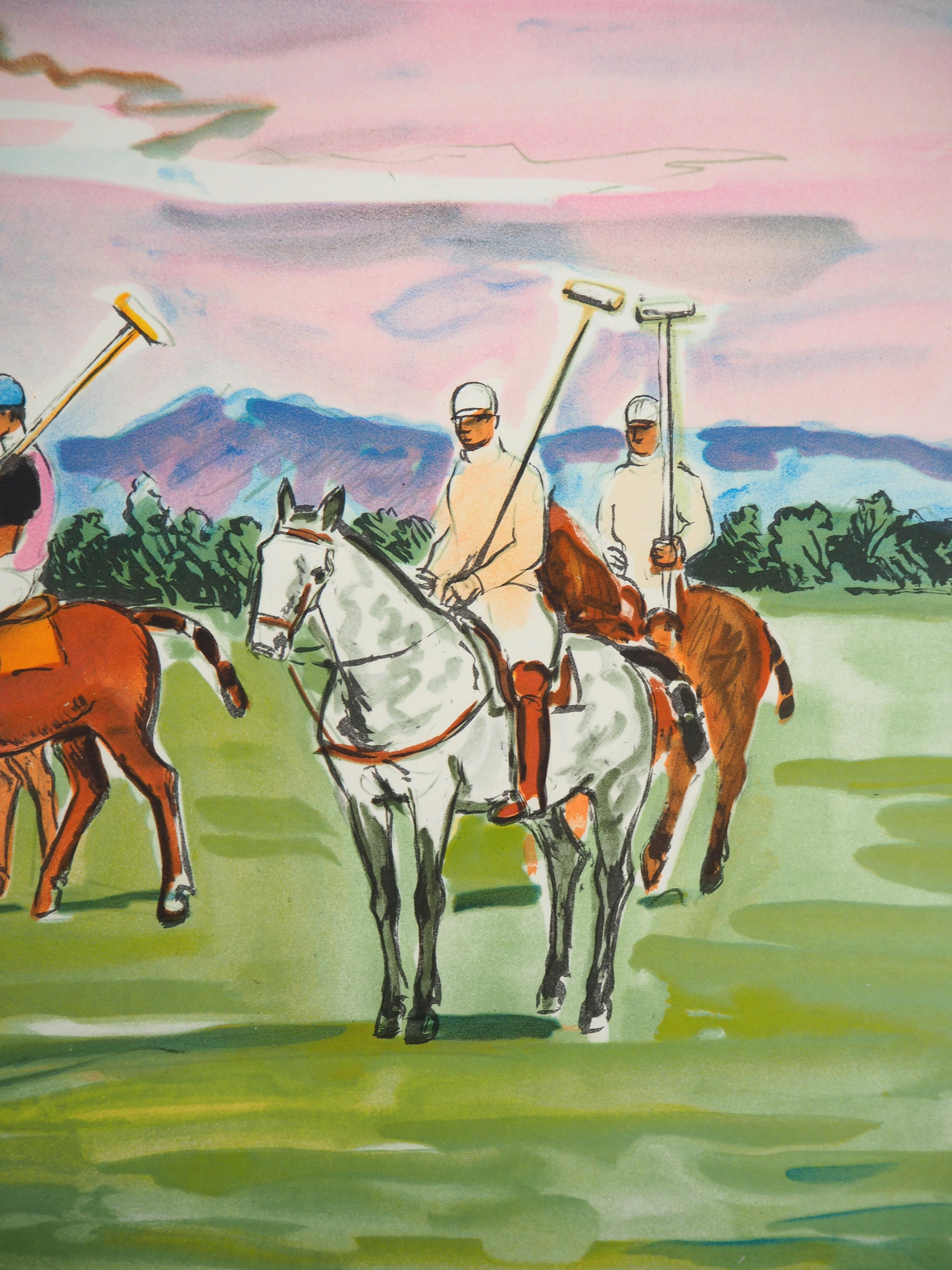 Yves Brayer (1907-1990)
Polo Players

Original lithograph, c.1973
Handsigned in pencil by the artist
Numbered /250 copies
Size 50 x 65 cm, on Arches Vellum

Information: From Paul Vialar's portfolio 