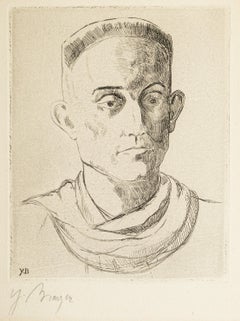 Ritratto di Henry de Montherlant - Acquaforte originale di Yves Brayer