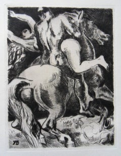 Vintage Rape of the Sabine Women - Original etching, 1943