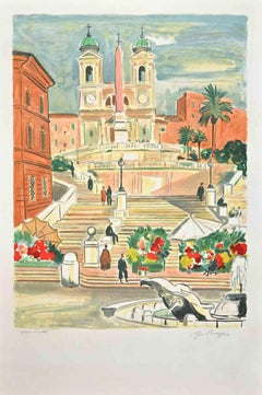 Spanish Steps - Lithograph by Yves Brayer - Mid 20th Century
