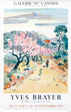 Affiche d'origine « Yves Brayer - Galerie 65 Cannes » - Paysage de Provence français