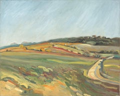 "From the Field to the Red Hill", Vibrant Impressionist Oil Landscape Painting