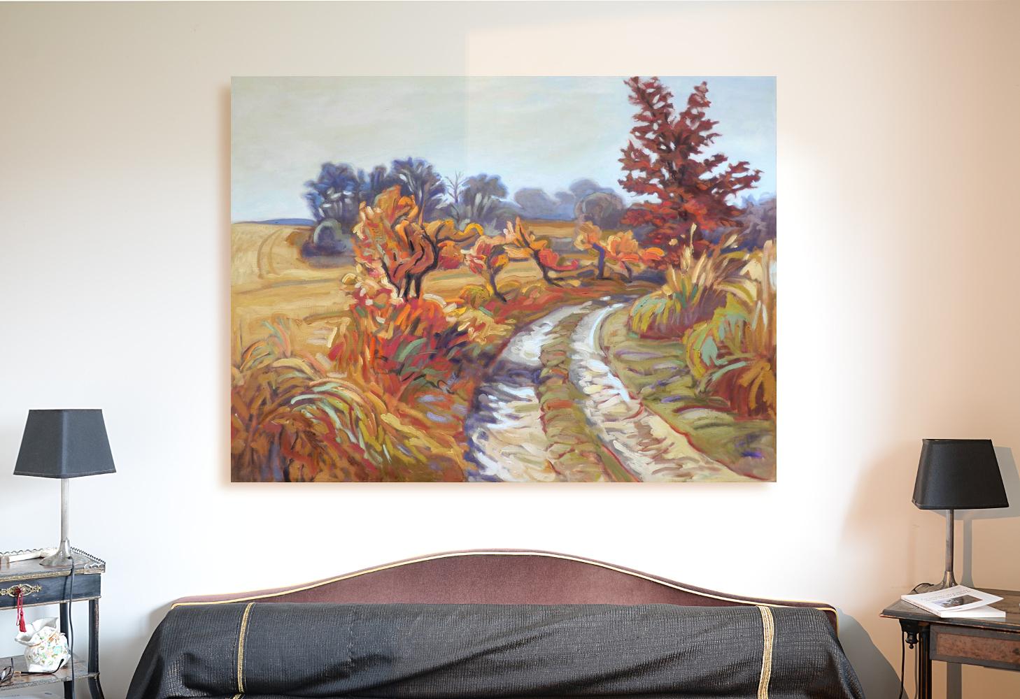 „Die fierce Seasons“, kühne fauvistische französische Herbstlandschaft, Ölgemälde – Painting von Yves Calméjane