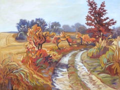"The Fierce Seasons", Bold Fauvist French Autumnal Landscape Oil Painting