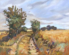 "The Path of Playing Hooky", French Countryside Way Through Fields Oil Painting