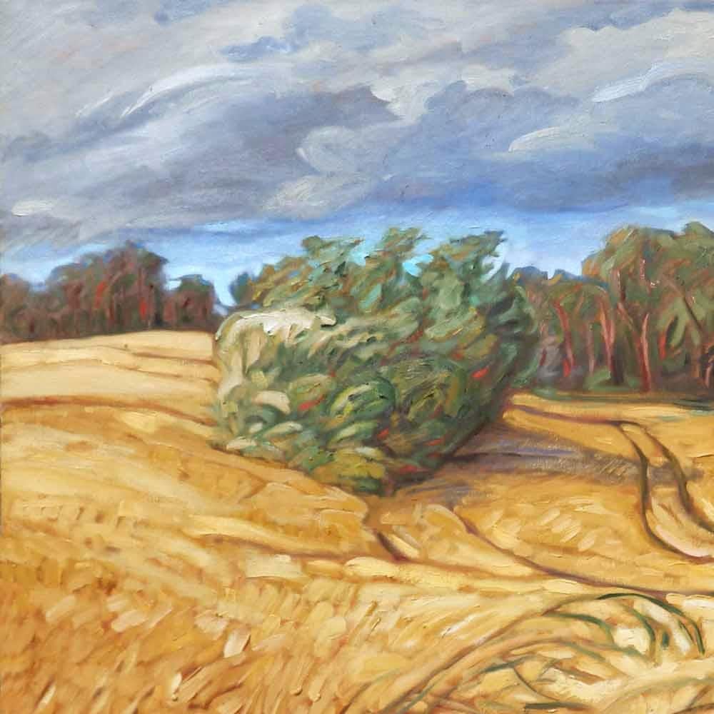 „Weizen unter dem Sturm“, faszinierende stürmische Landschaft vor der Erntezeit von Weizenfeldern im Angebot 2