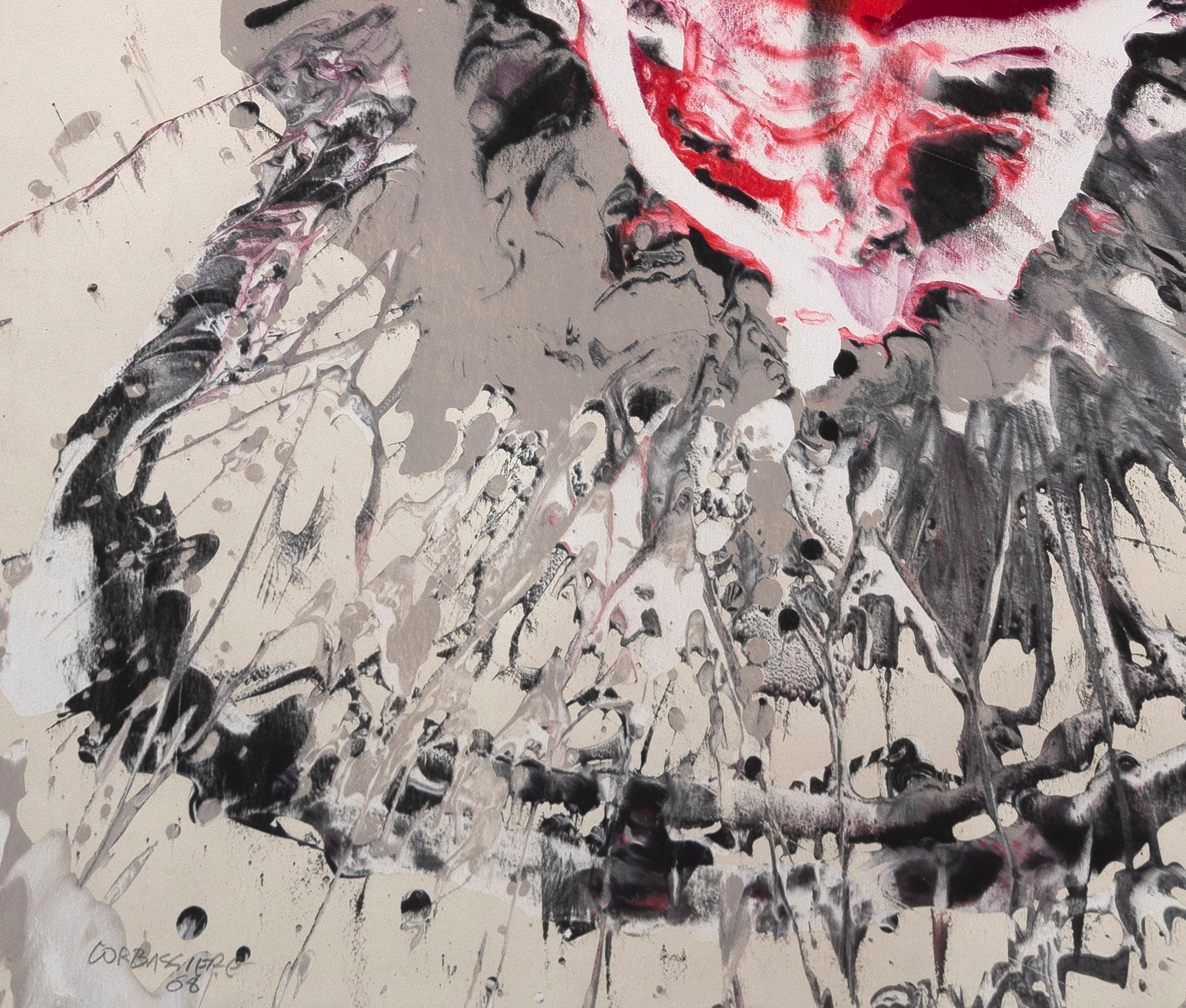 Senza titolo Astratto. Quadro firmato (su carta) da Yves Corbassiére. - Painting di Yves Corbassière