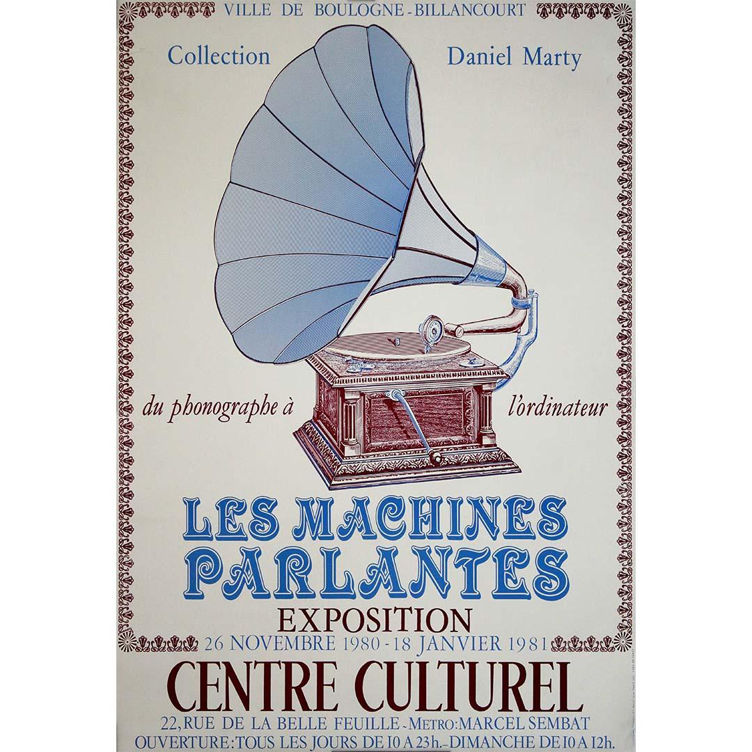 1980 exhibition poster The Talking Machines: From the Phonograph to the Computer - Print by Yves Defarcy