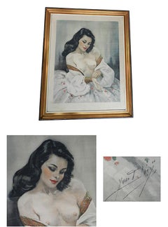 Yves Diey, Aguafuerte Art Decó, Firmado, hacia 1940