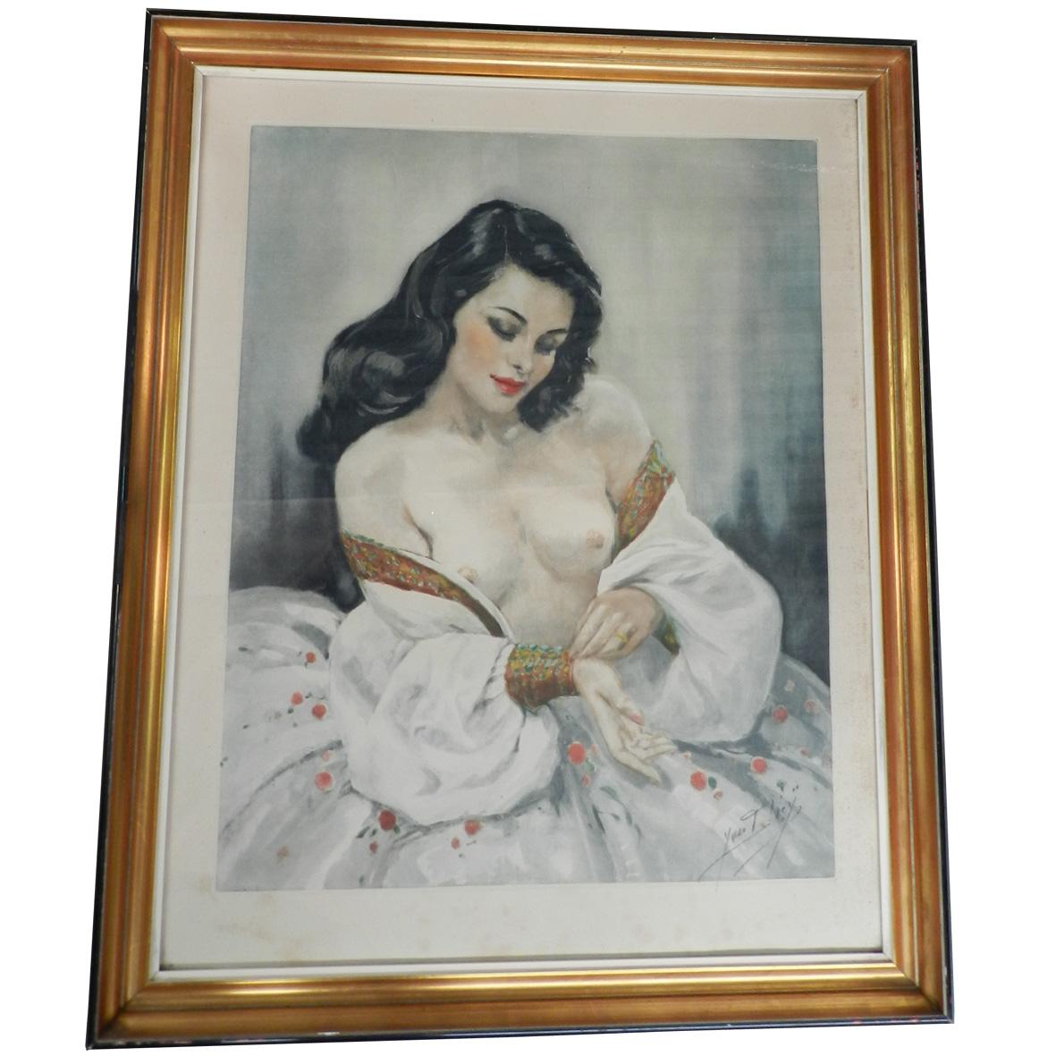 Yves Diey, acquaforte Art Déco, firmata, 1940 circa in vendita