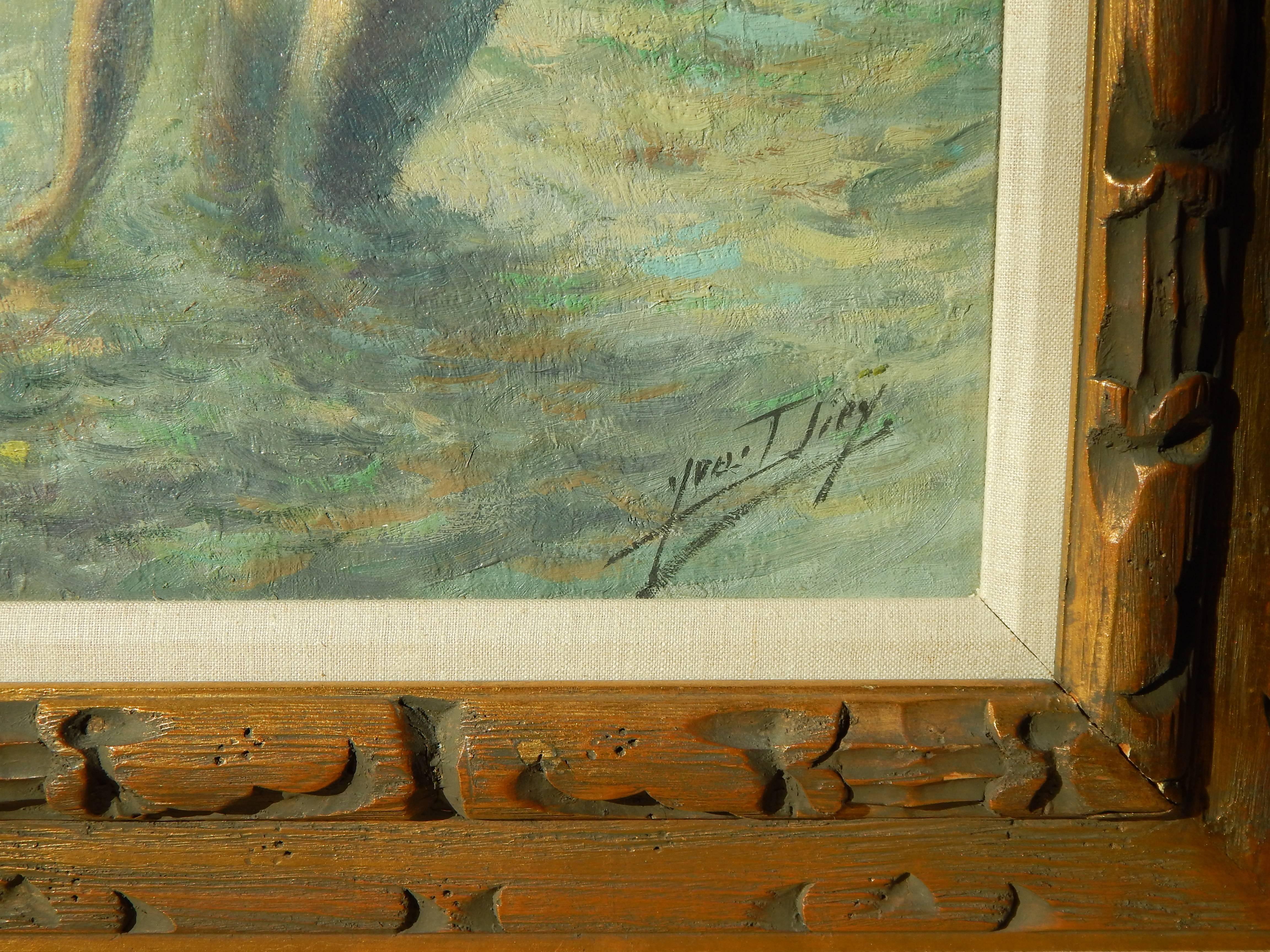 Óleo sobre lienzo del artista francés Yves Diey, Les Baigneuses en venta 3