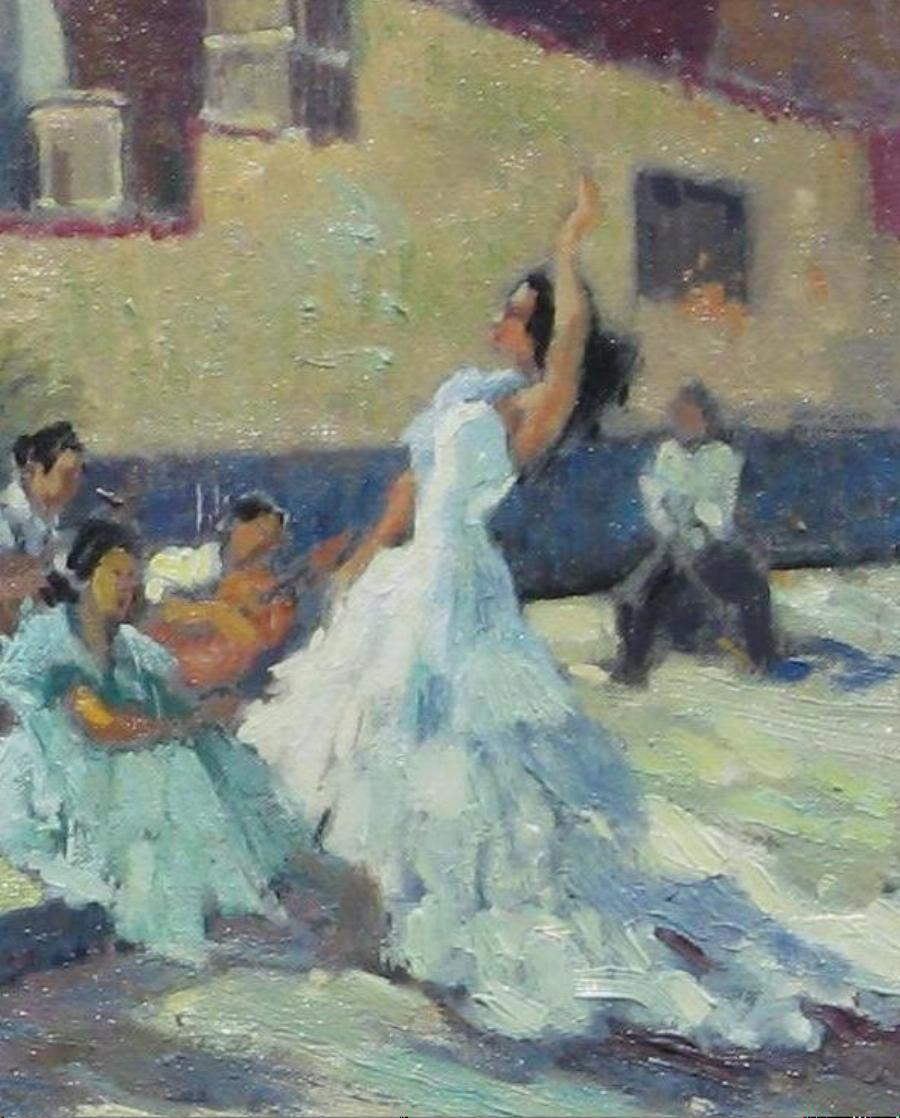 Yves Diey, artista francese, Olio su tela - Danzatrice spagnola 3