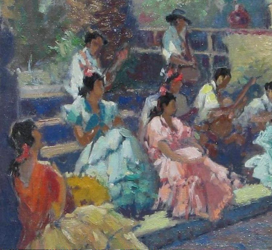 Yves Diey, artista francese, Olio su tela - Danzatrice spagnola 4