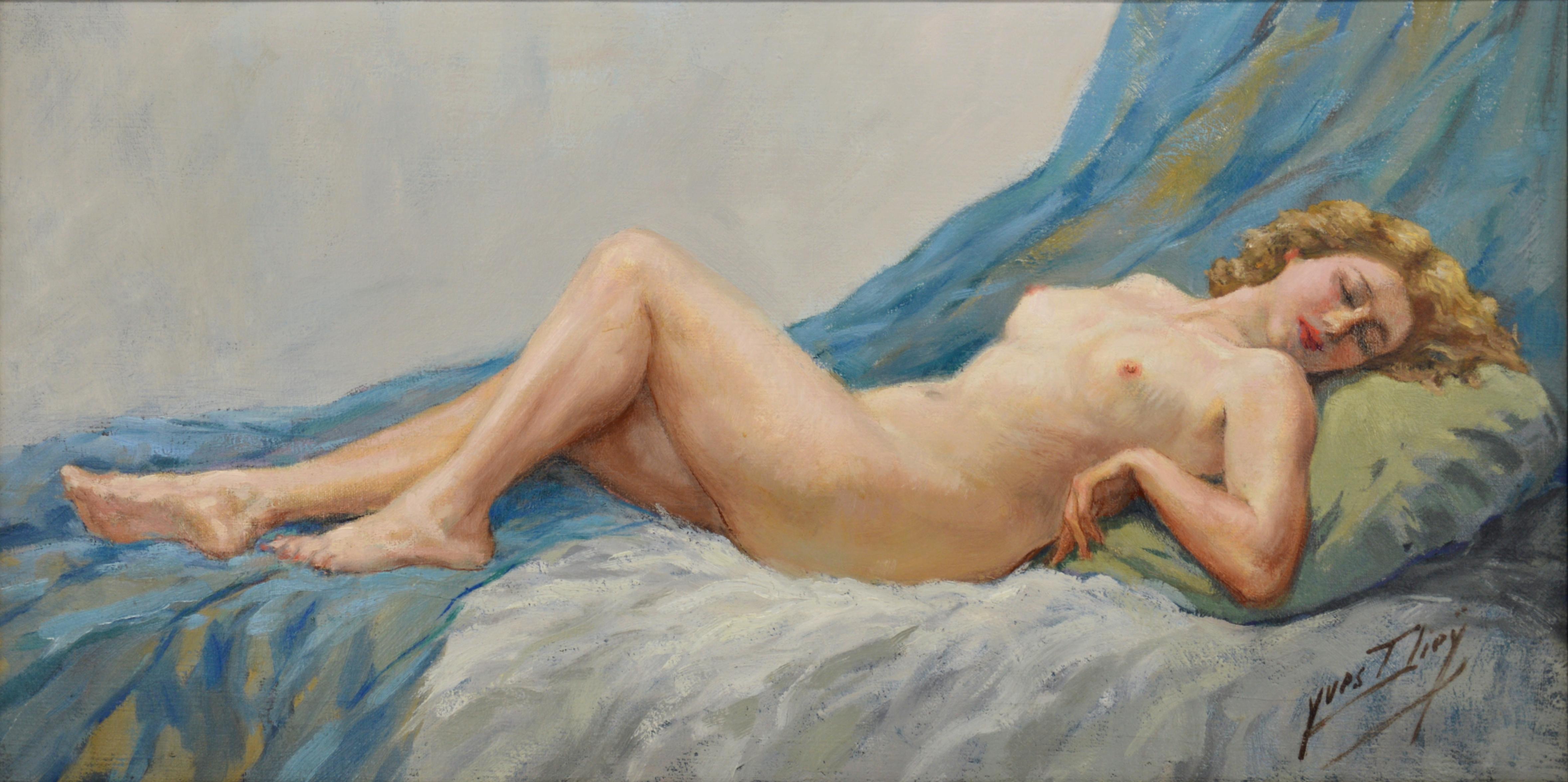 YVES DIEY The Nude, Oil on canvas, 1930s - Painting by Yves Diey