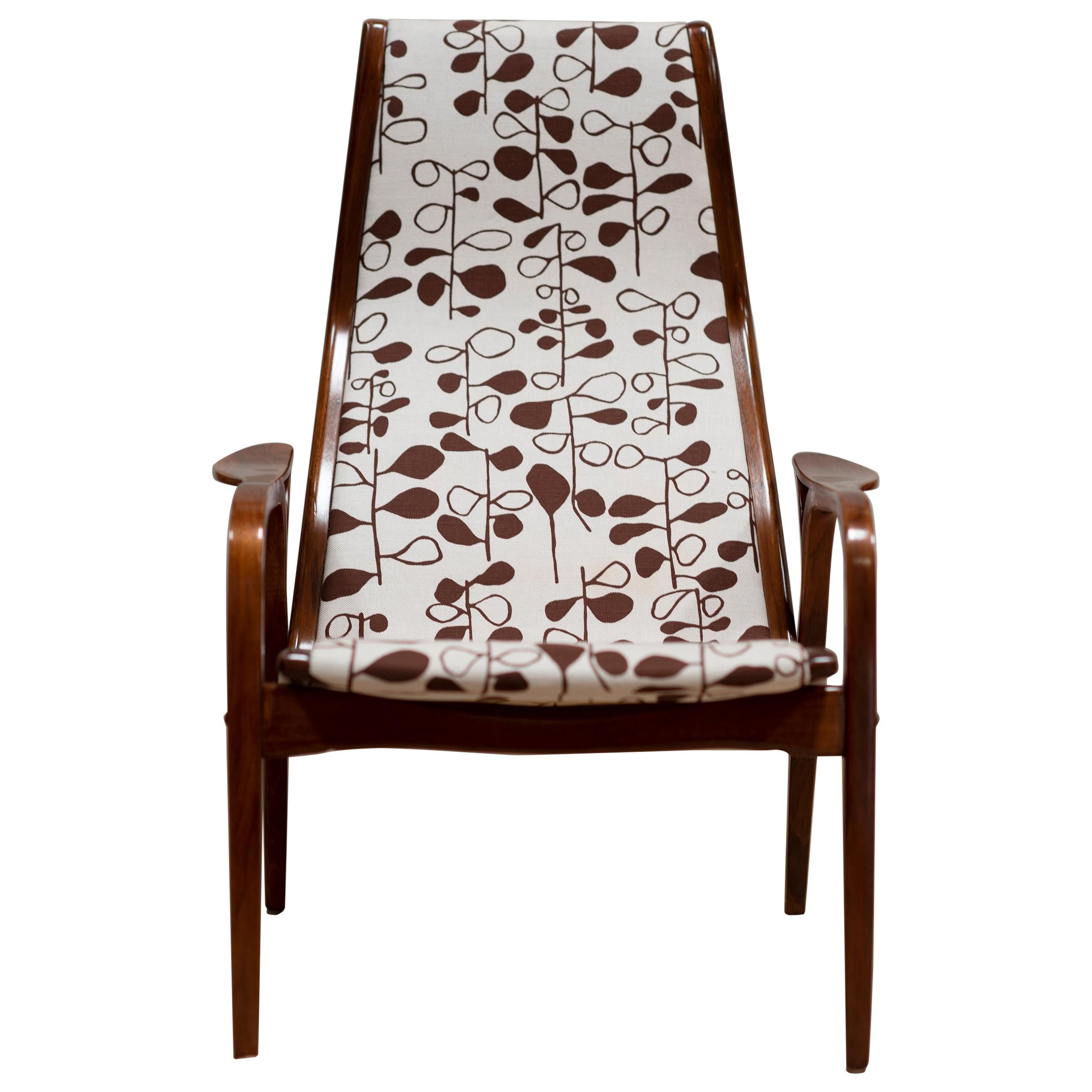 Yves EKSTROM Lettino in legno di teak + tappezzeria personalizzata in vendita