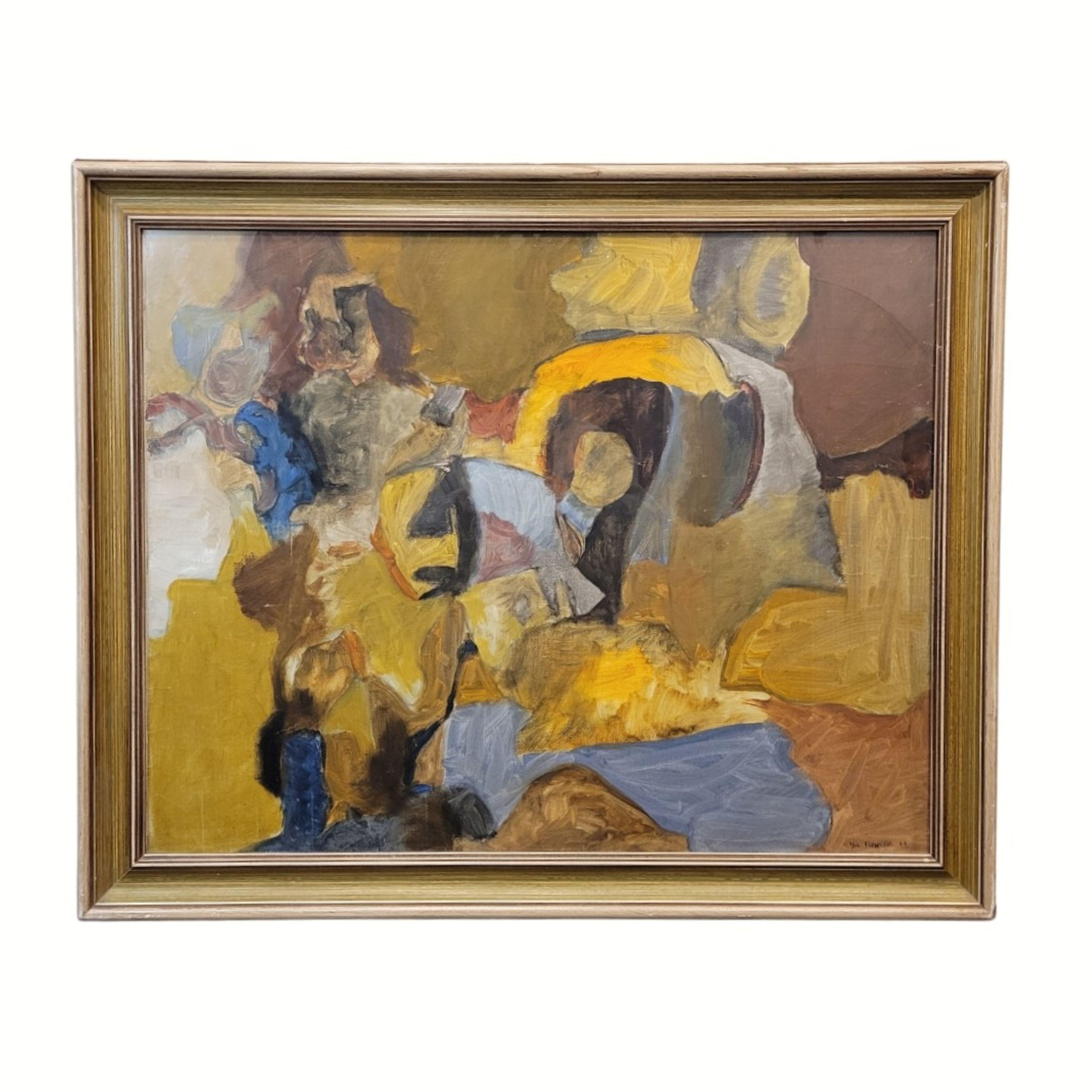 Olio su tela "Composizione astratta", Yves Frangeul, 1964 Francia
