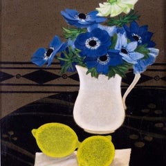 Yves Ganne, 'Les anemones bleues', French, post impressionist, oil on canvas