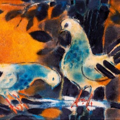 Yves Ganne, 'Les Colombes', Doves, French, post impressionist, oil on canvas