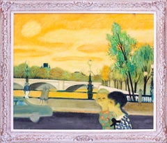 Yves Ganne, "Puente de París", francés, postimpresionista, 1970