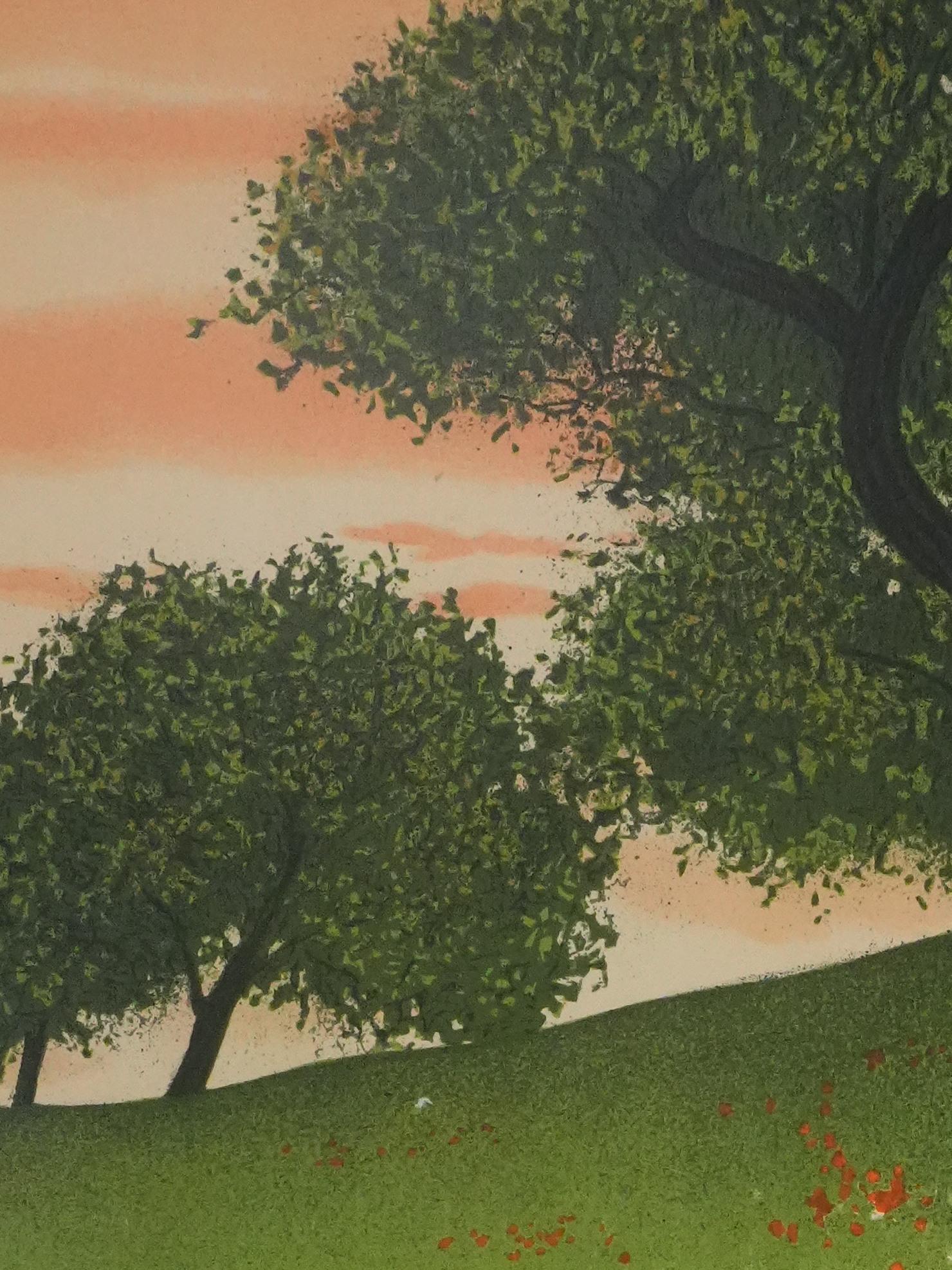 In the Poppy Field - Original Lithograph Signed For Sale 1