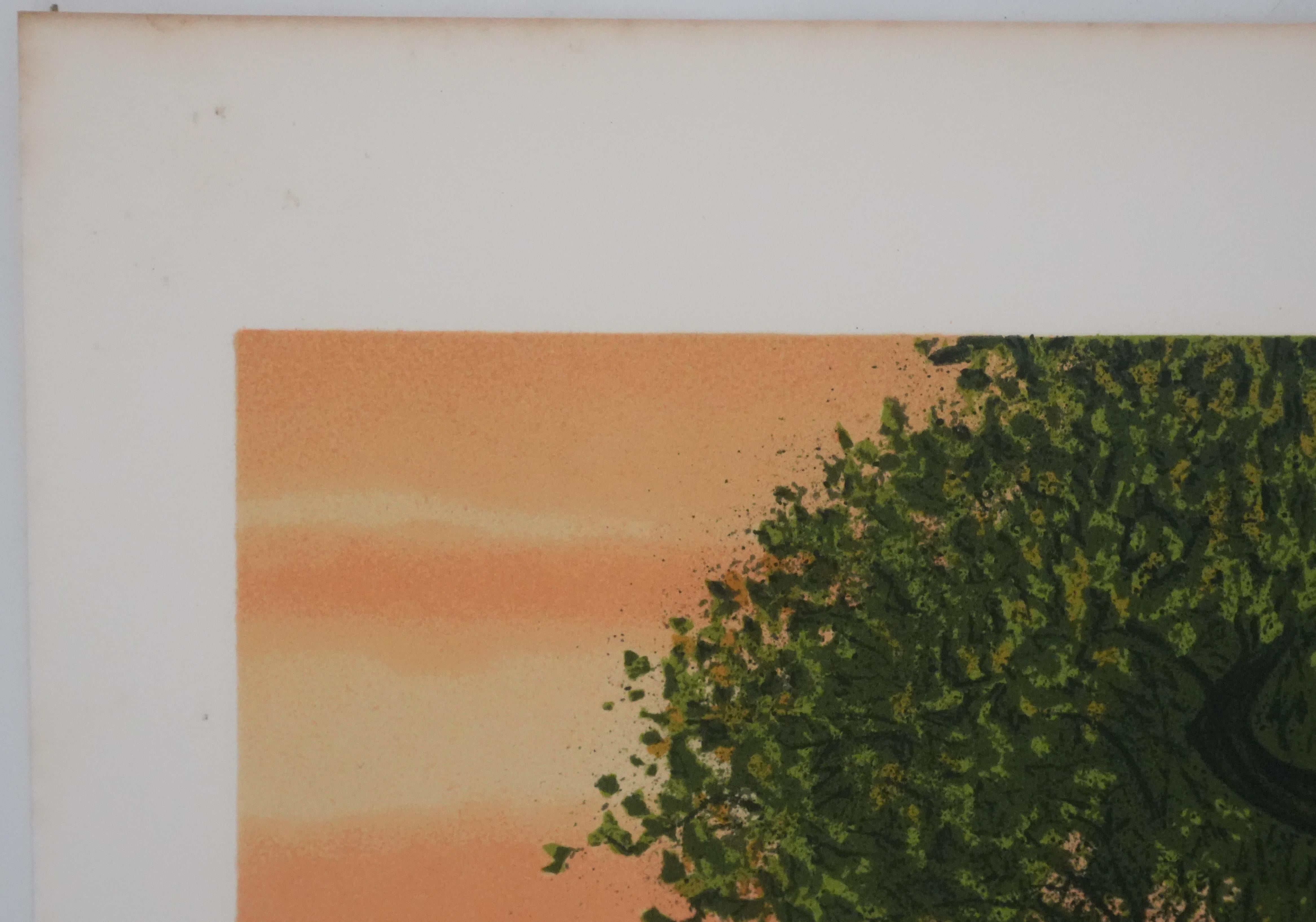 In the Poppy Field - Original Lithograph Signed For Sale 4