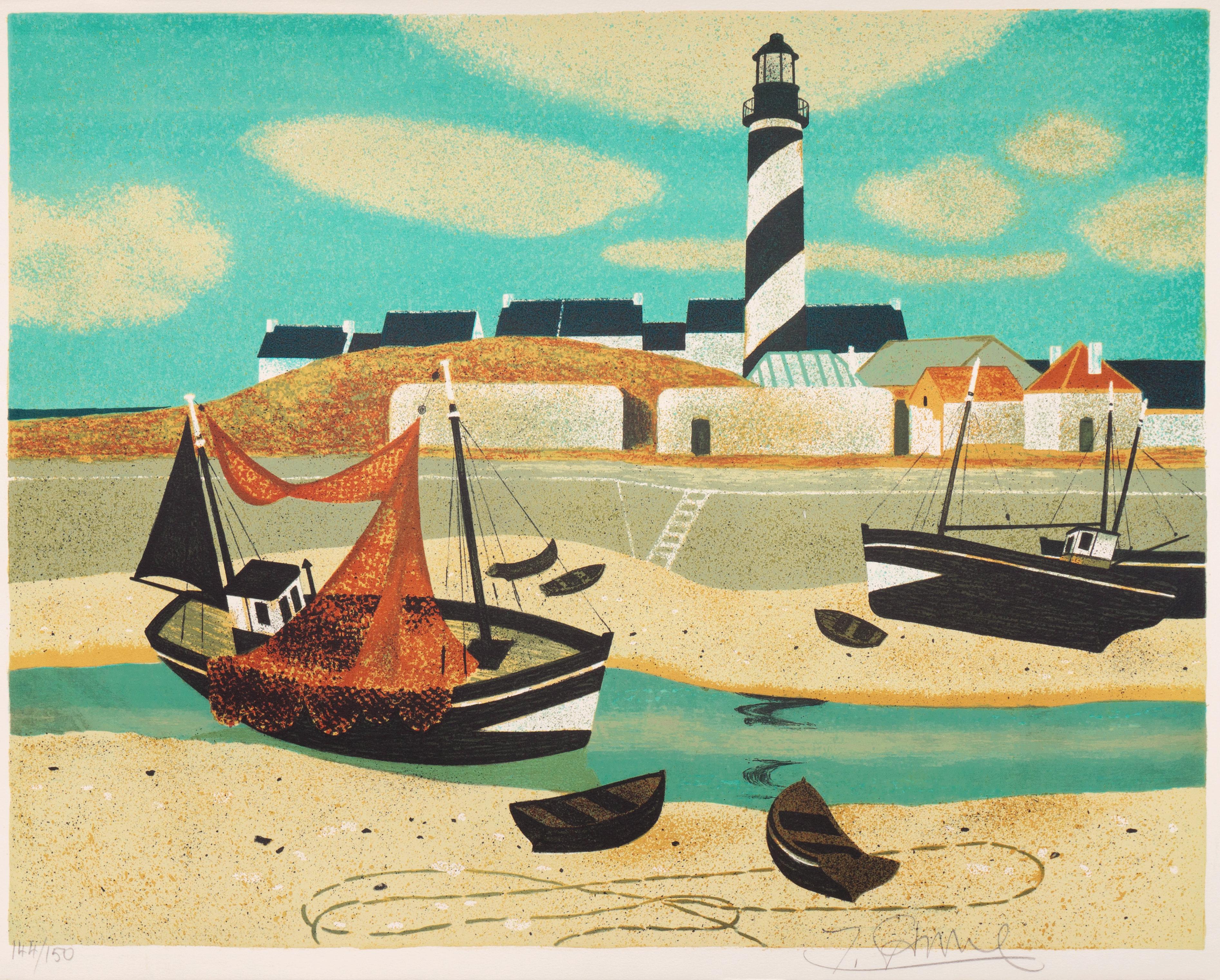 Landscape Print Yves Ganne - « Low Tide, Brittany », École des Beaux-Arts, Musée d'Art Moderne, Paris