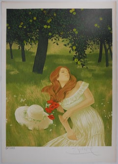 Nap under the Apple Trees - Original Lithograph Signed