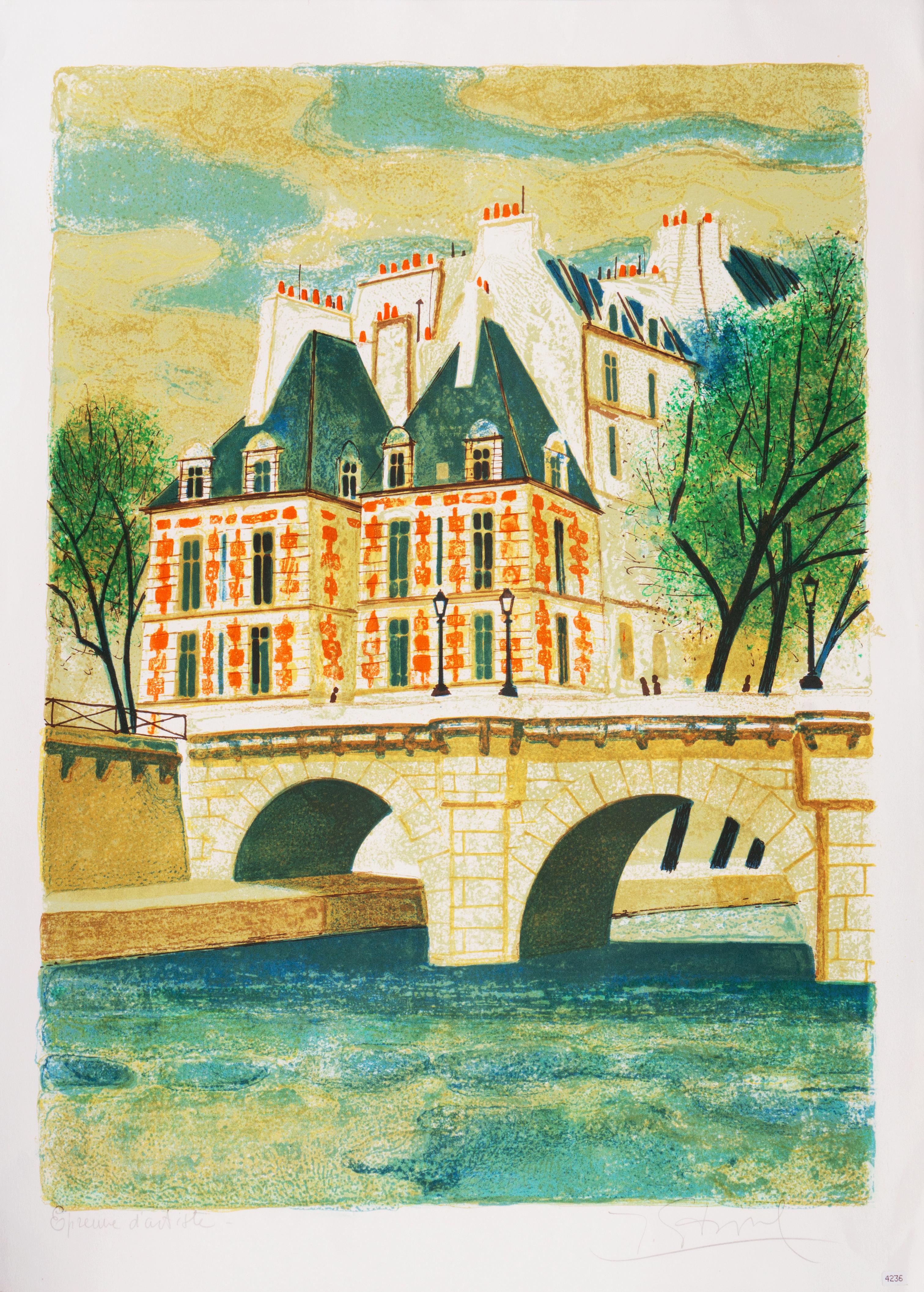 'Paris, The Pont Neuf', Post-Impressionist, Fernand Léger, Musée d'Art Moderne - Print by Yves Ganne