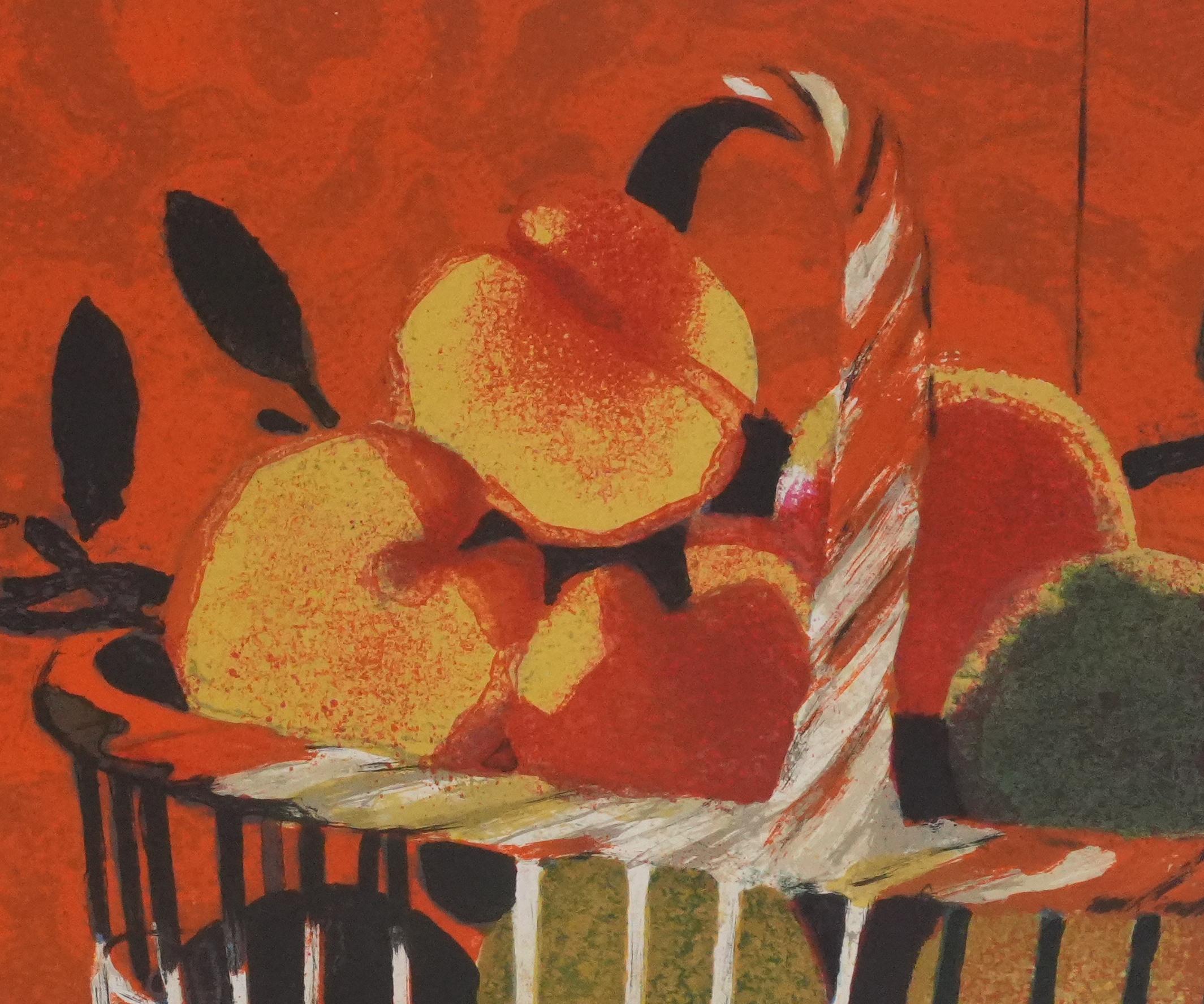 Yves GANNE (1931-2019)
Peach Basket

Original Lithograph
Signed on pencil
Numbered on 140 copies
On vellum Arches 53.5 x 76 cm (c. 21.06 x 29.92 in)

Very good condition, slight foxing in the margins and slightly yellowed pages (see photo)