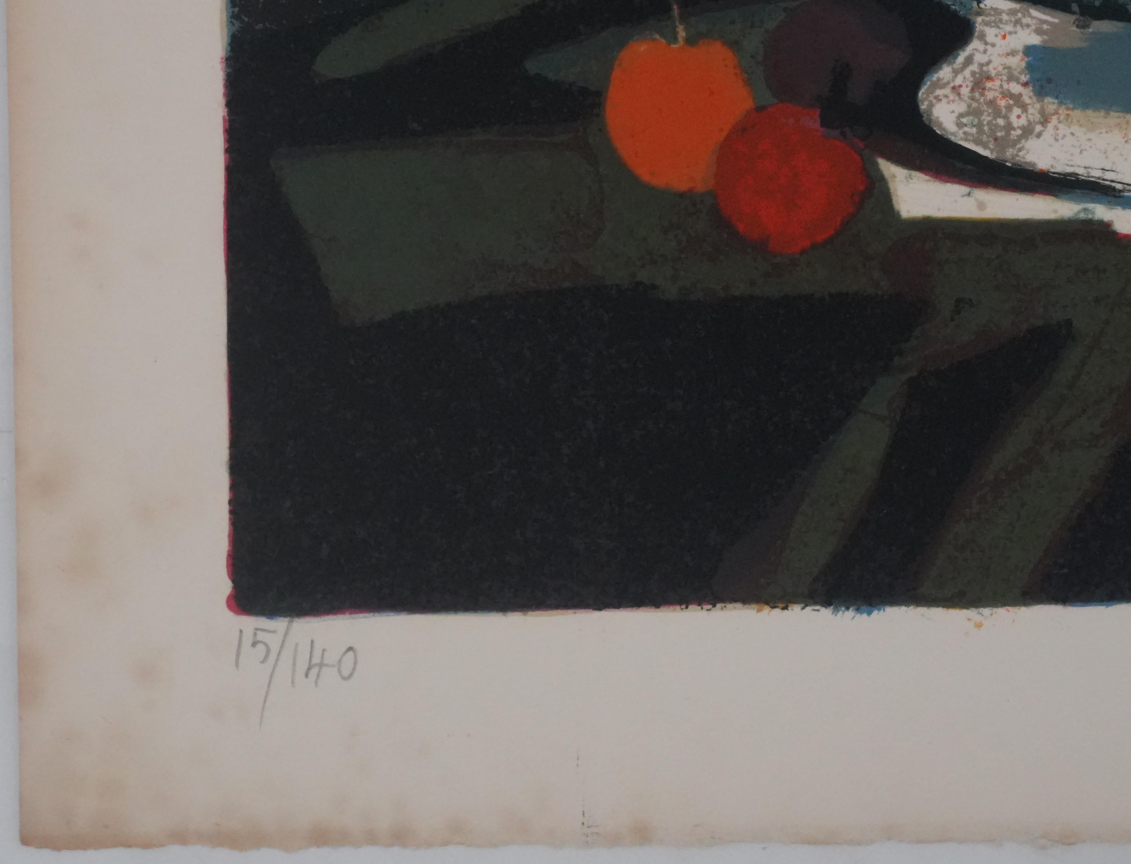 Peach Basket  - Original Lithograph Signed For Sale 3