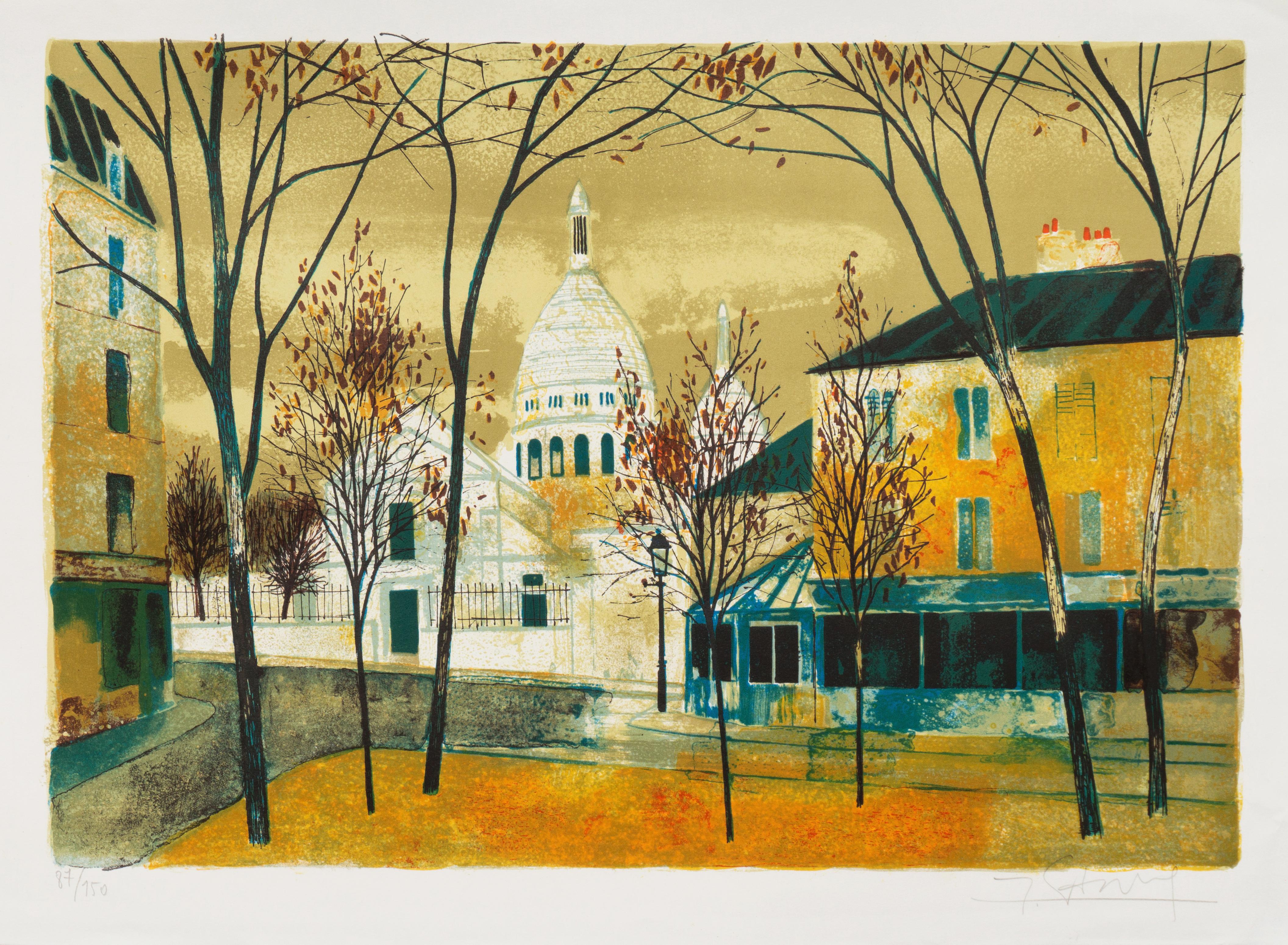 'Place du Tertre, Montmartre', Paris, Ecole des Beaux-Arts, Musée d'Art Moderne - Print by Yves Ganne