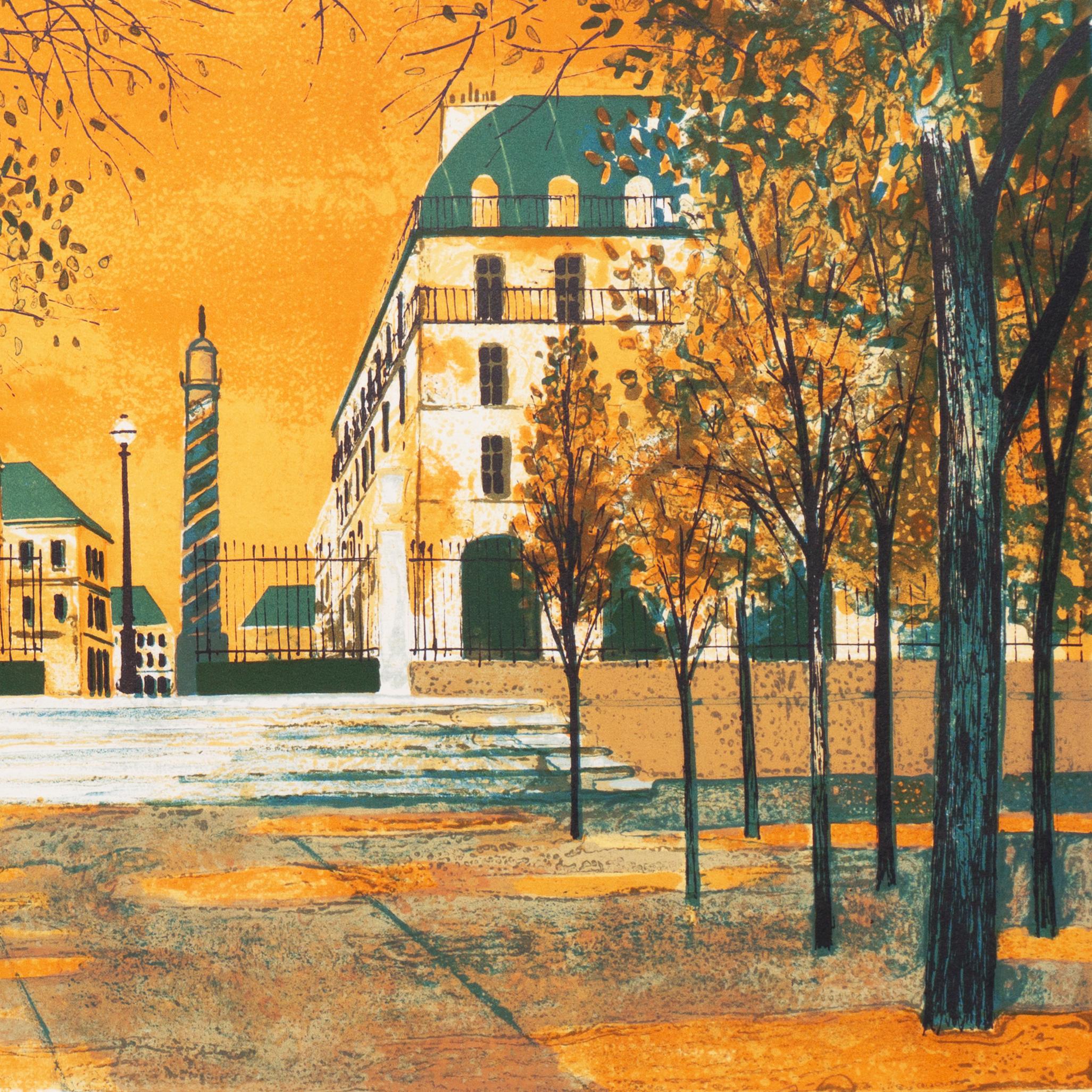 'View of the Place Vendôme', Musée d'Art Moderne Paris, Academie Julian, Benezit - Brown Landscape Print by Yves Ganne