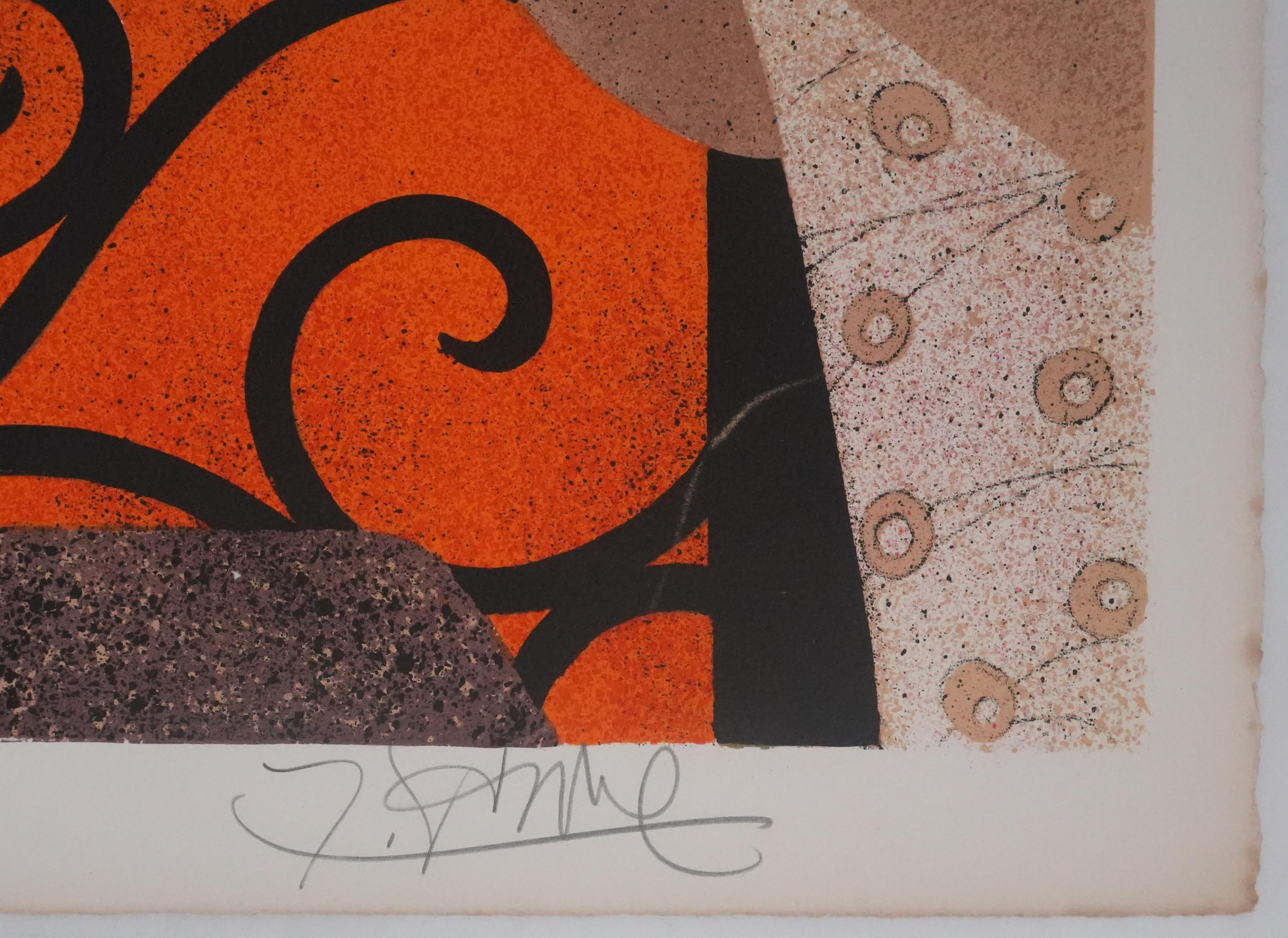 The Bouquet of Tulips - Original Lithograph Signed - Print by Yves Ganne