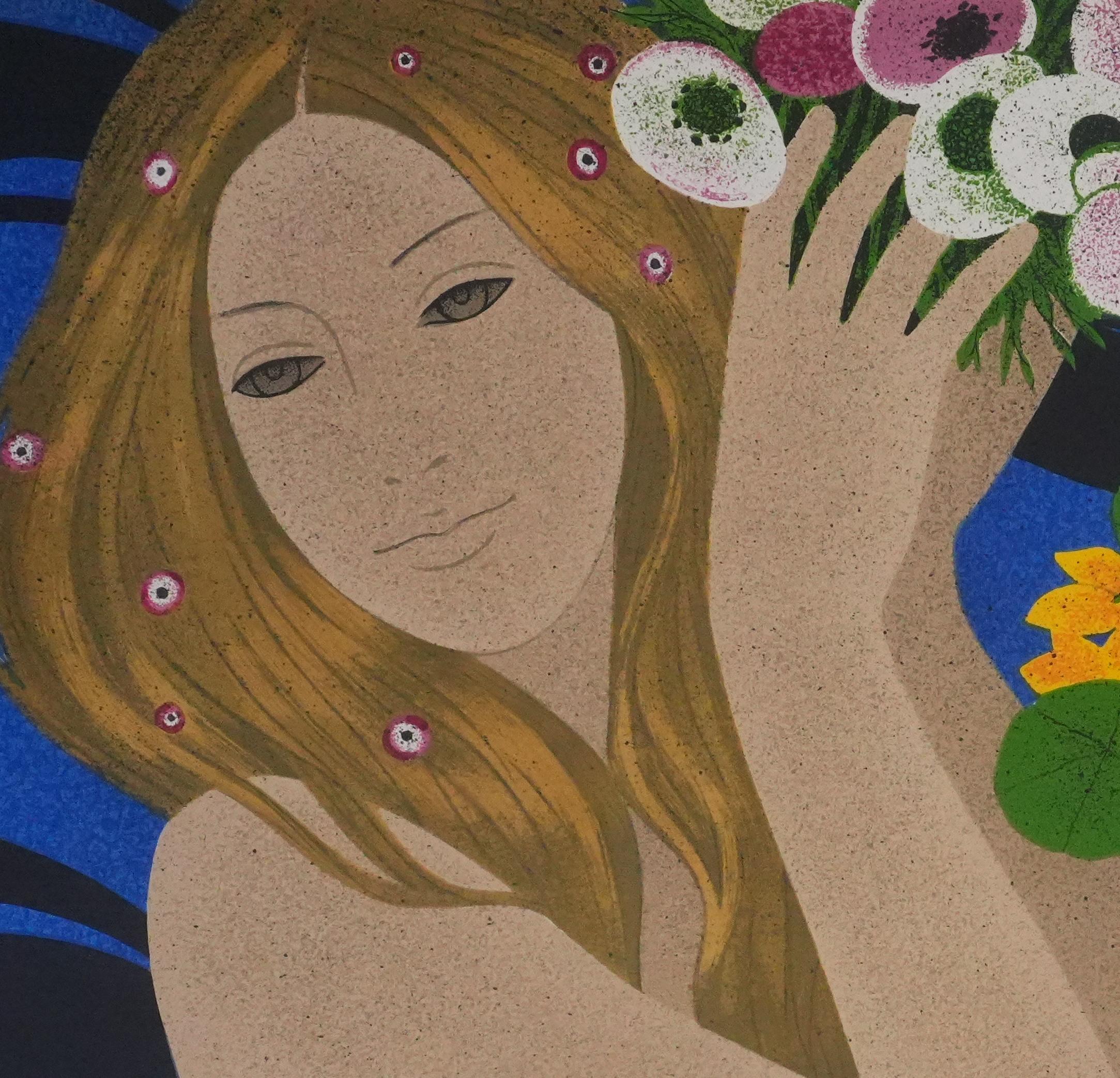 Yves GANNE (1931-2019)
Die zwei Frauen mit den Blumensträußen

Original-Lithographie
Signiert mit Bleistift
Nummeriert auf 150 Exemplare
Auf Vellum Bögen 54 x 76 cm (ca. 21,25 x 29,92 in)

Sehr guter Zustand, leicht stockfleckig in den Rändern und