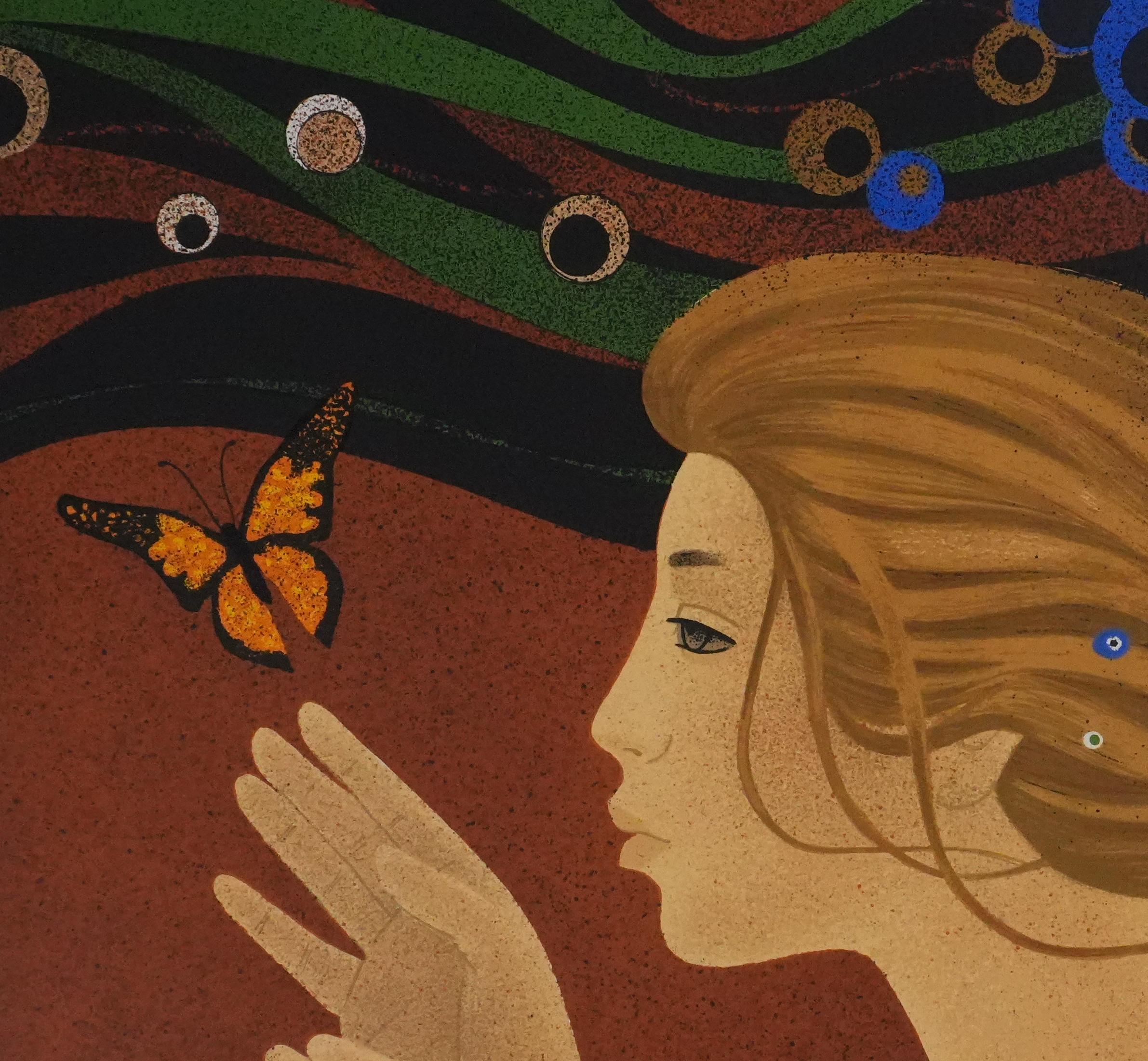 Yves GANNE (1931-2019)
The Woman with the Butterfly

Original Lithograph
Signed on pencil
Numbered on 150 copies
On vellum Arches 53.5 x 76 cm (c. 21.06 x 29.92 in)

Very good condition, light marks of manipulation in the margins