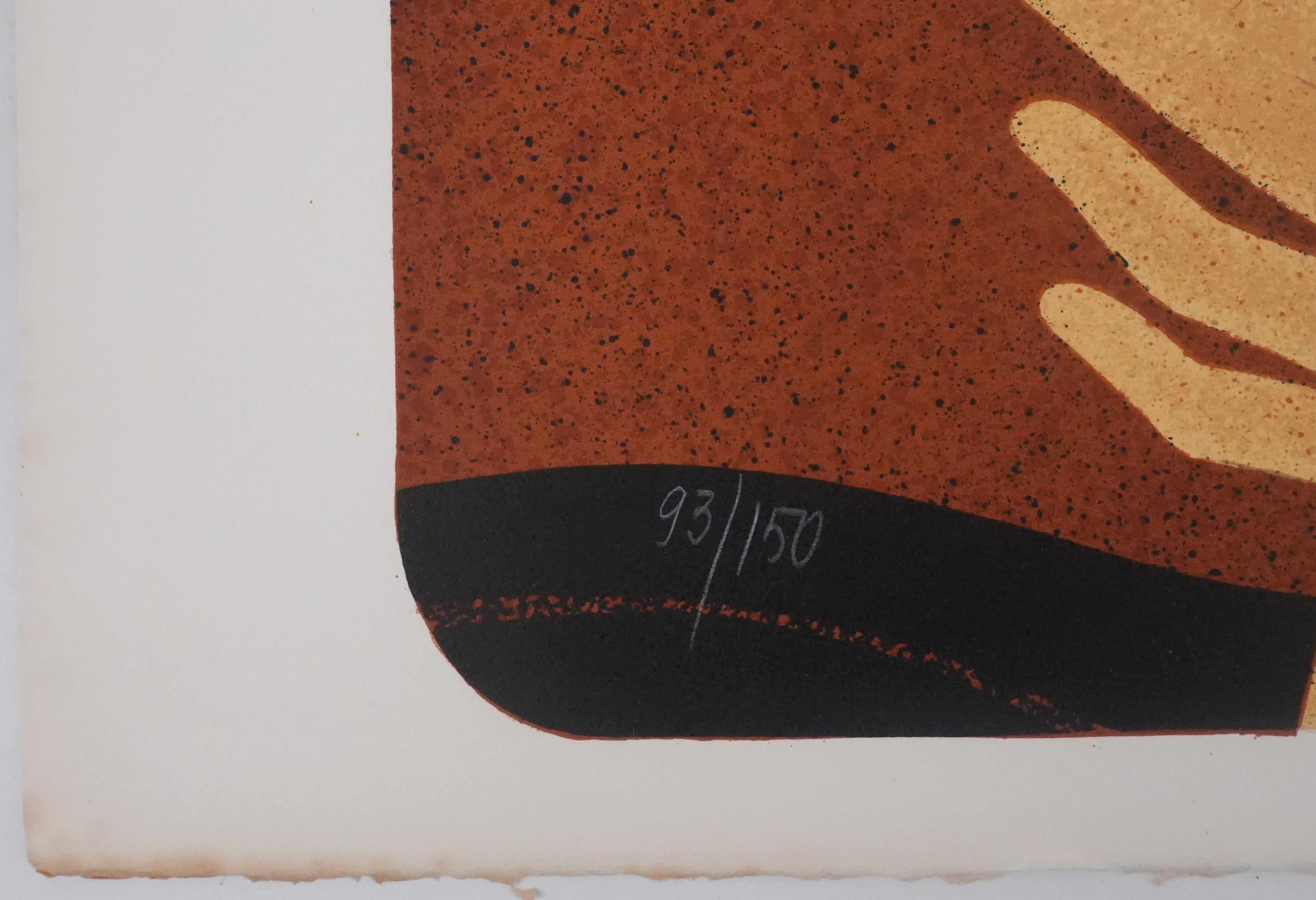 The Woman with the Butterfly - Original Lithograph Signed For Sale 2