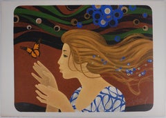 The Woman with the Butterfly - Original Lithograph Signed