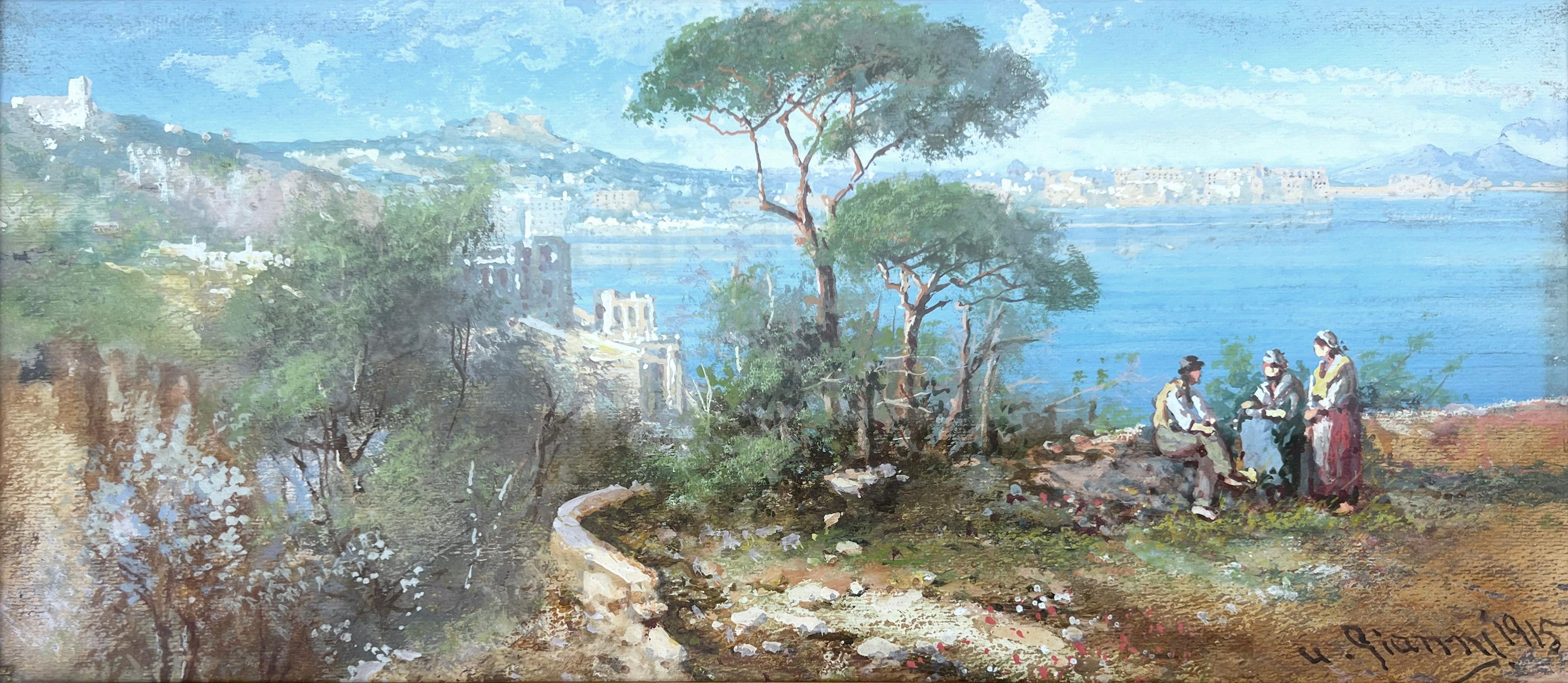 Vista en verano de Nápoles, Italia - Painting de  Yves Gianni