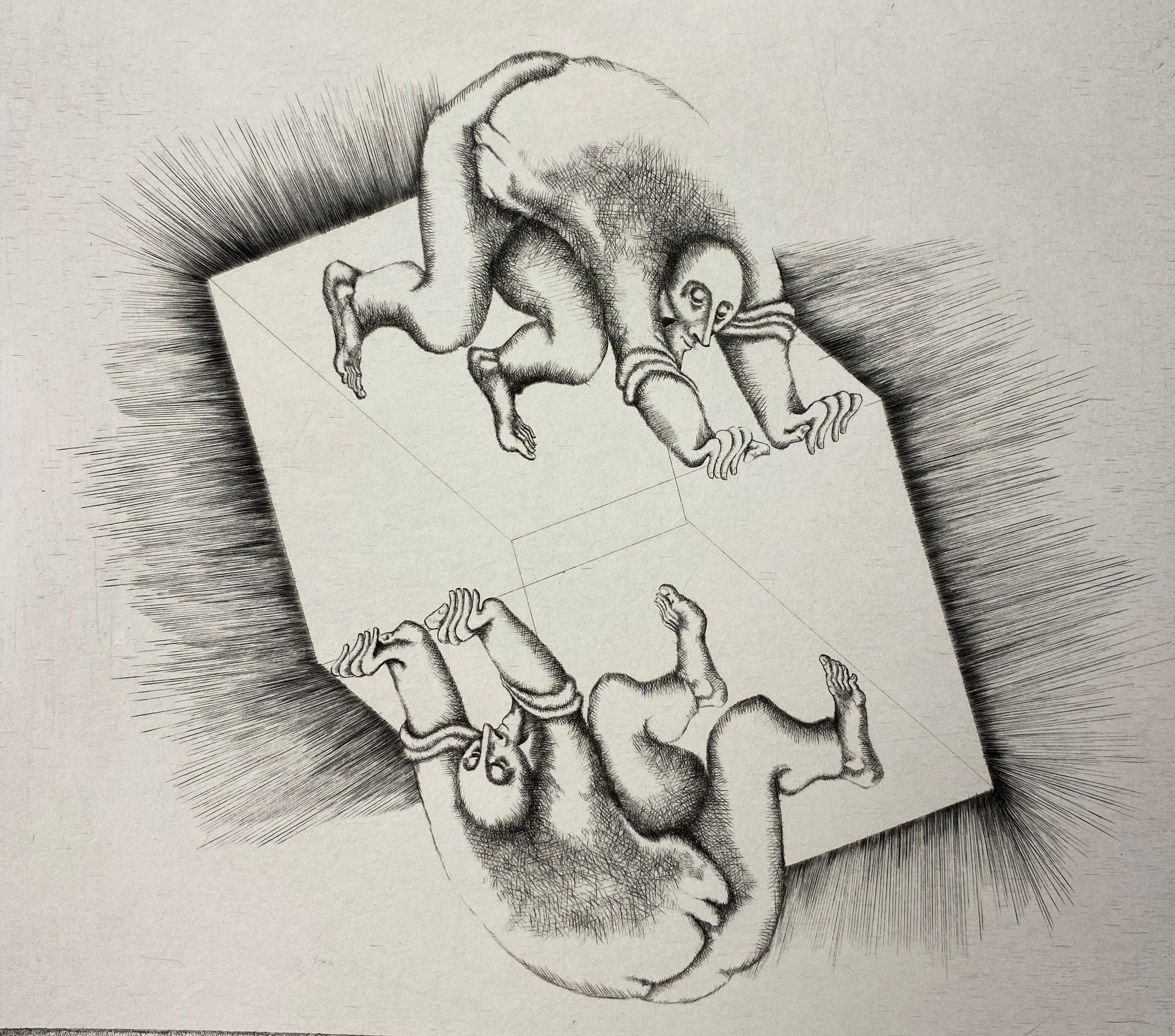 Français Impression surréaliste Yves Jobert B/W, numérotée et signée au crayon en vente