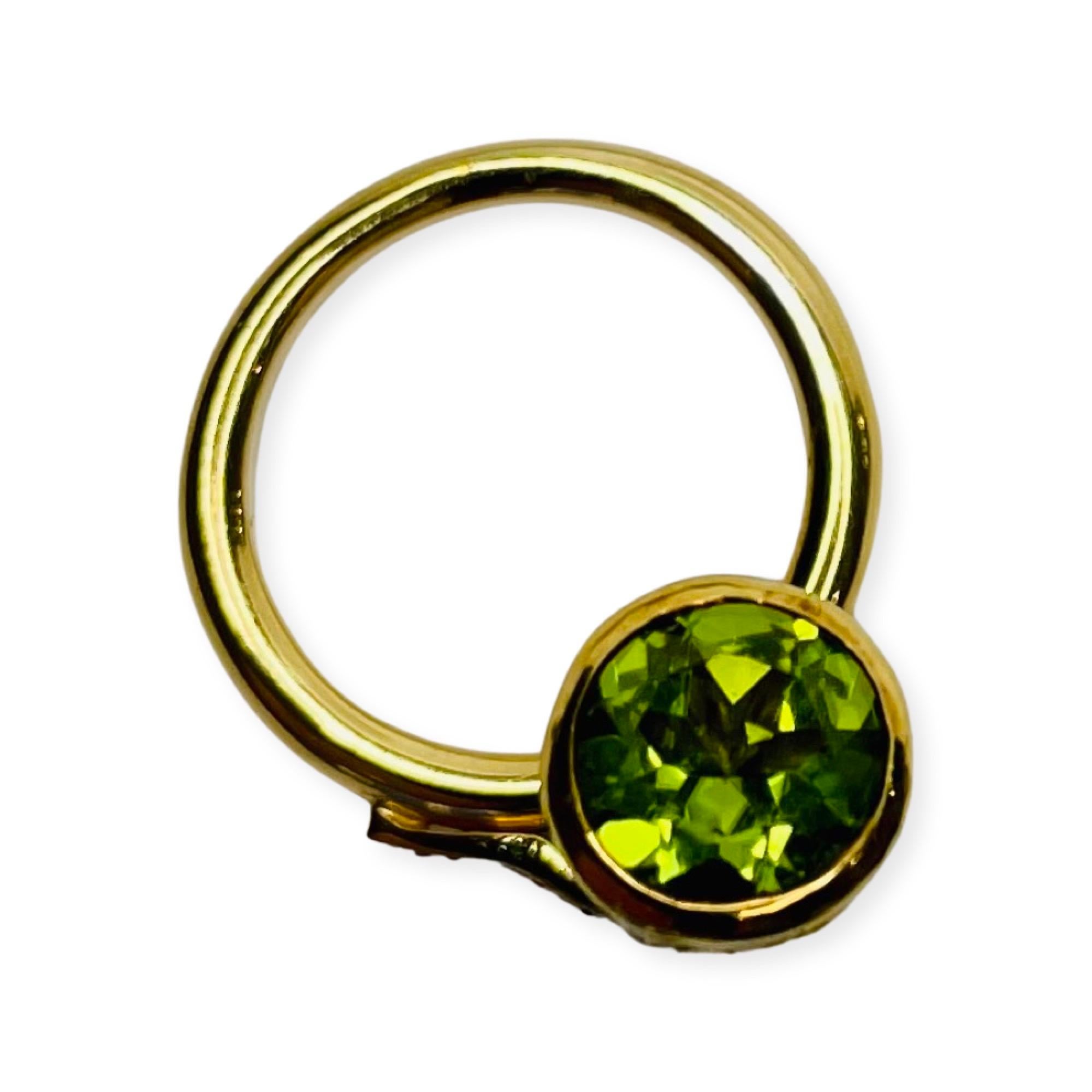 Round Cut Yves Kamioner 18K Yellow Gold Peridot and Diamond 