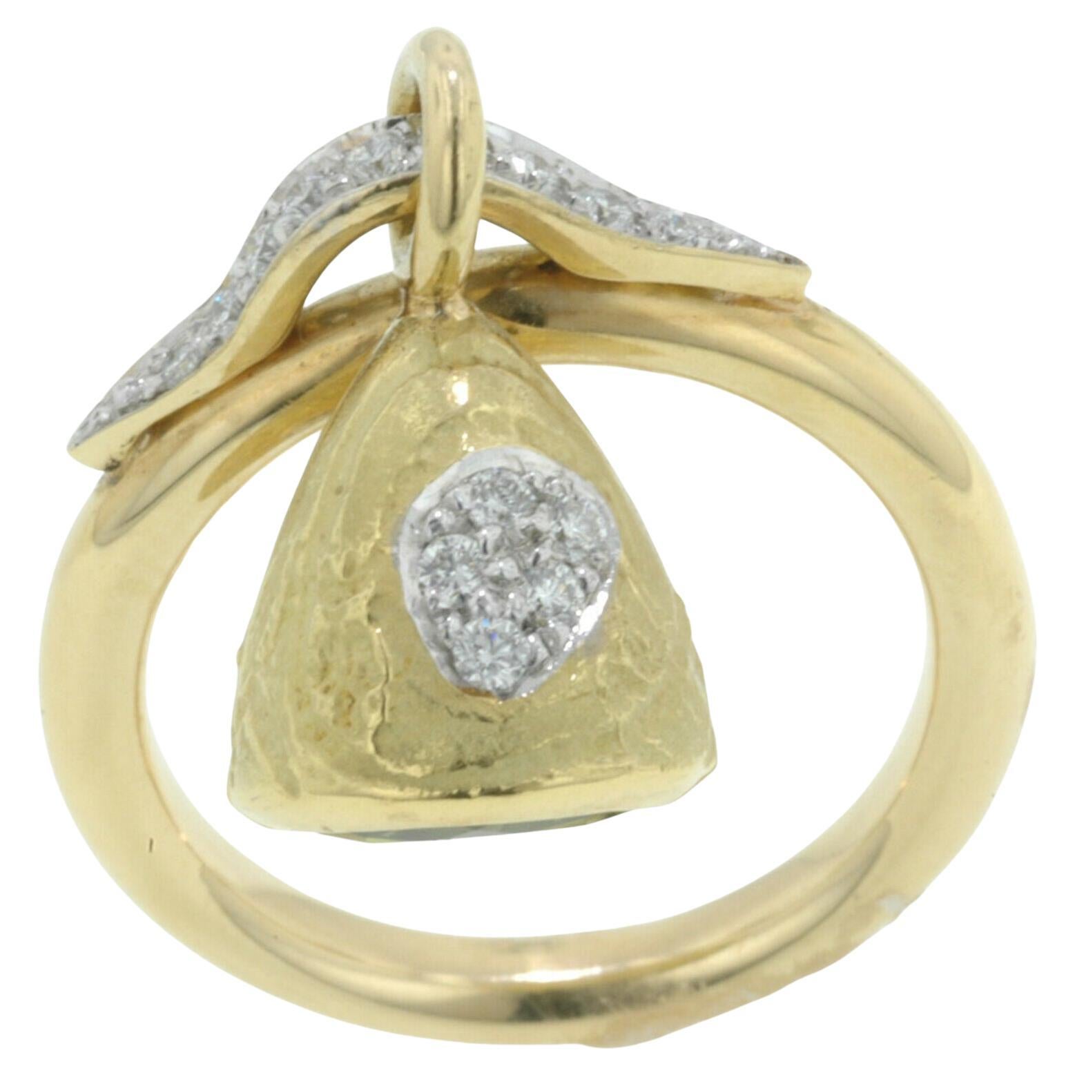 Yves Kamioner 18K Yellow Gold Peridot and Diamond "Sequoia" Ring For Sale