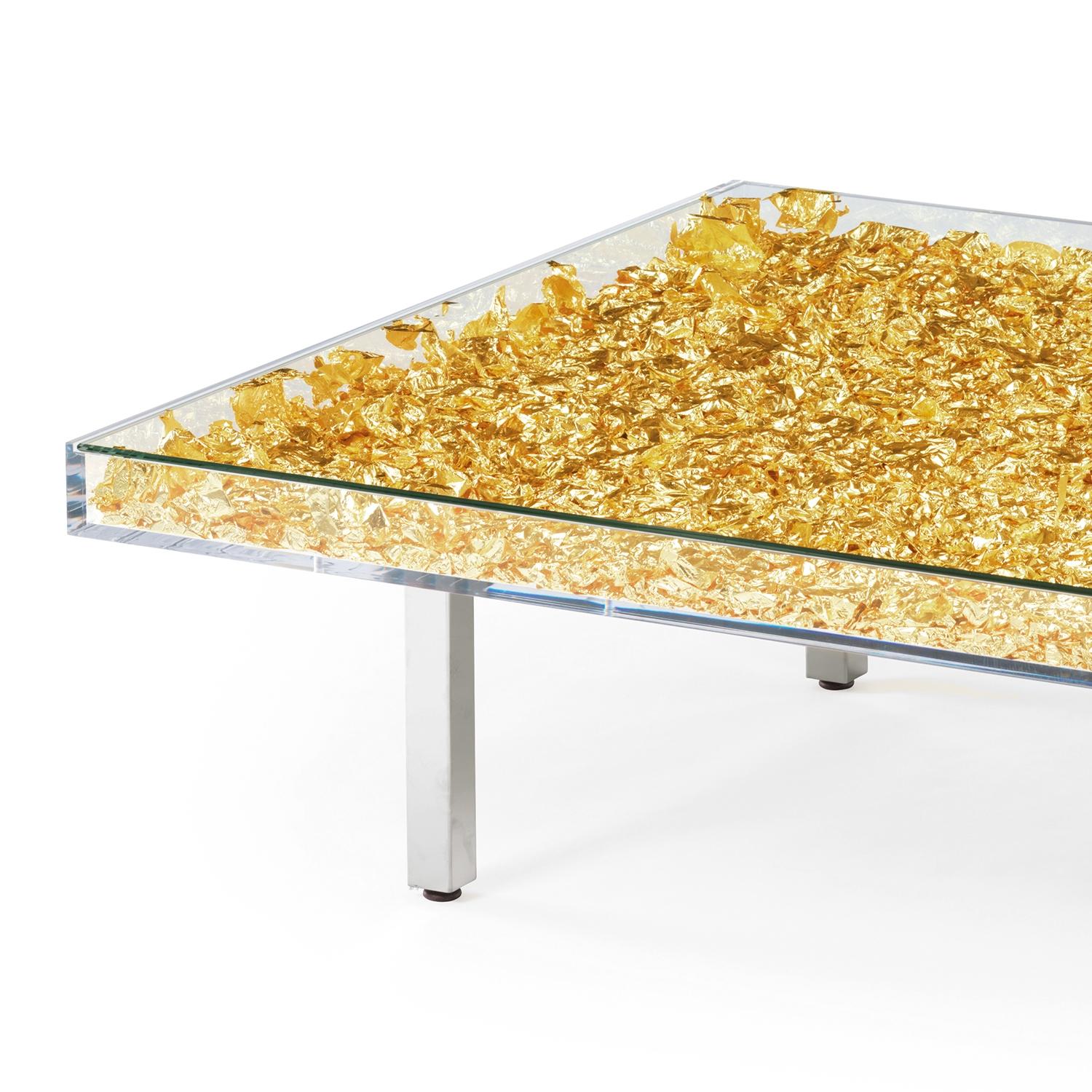 Moderne Table en verre « Monogold » de Yves Klein, fabriquée en France en vente