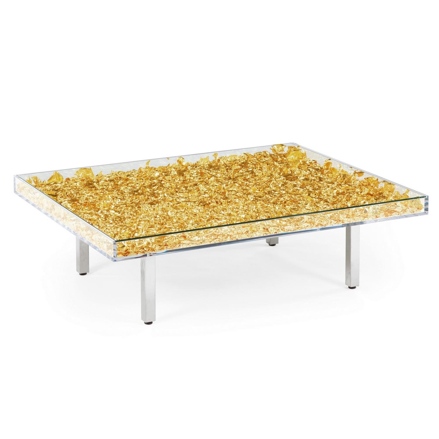 Table en verre « Monogold » de Yves Klein, fabriquée en France Neuf - En vente à Beverly Hills, CA
