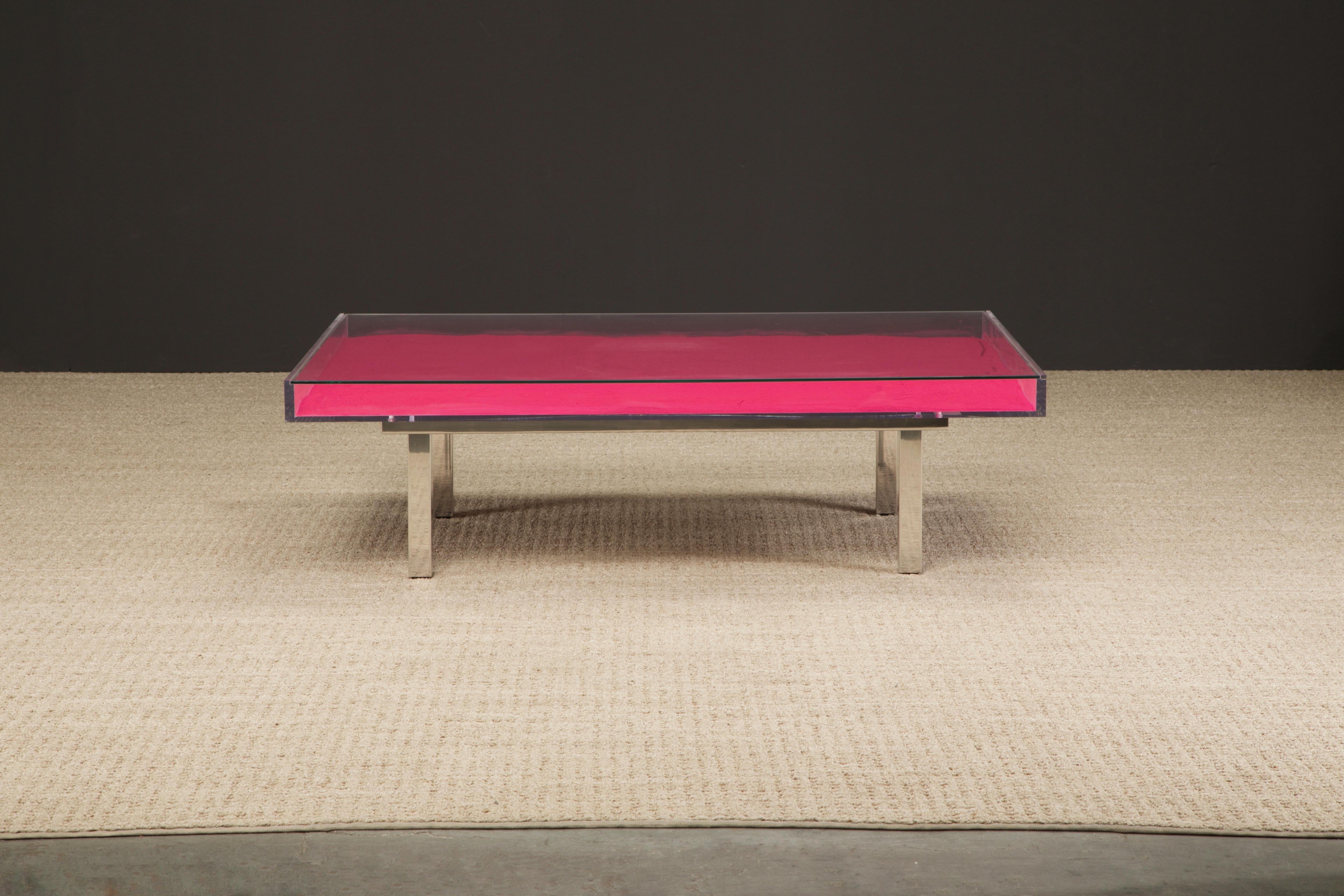 Modern Yves Klein 'Monopink' Rose Pigment Cocktail Table, 1961 / 1963 France, Signed 