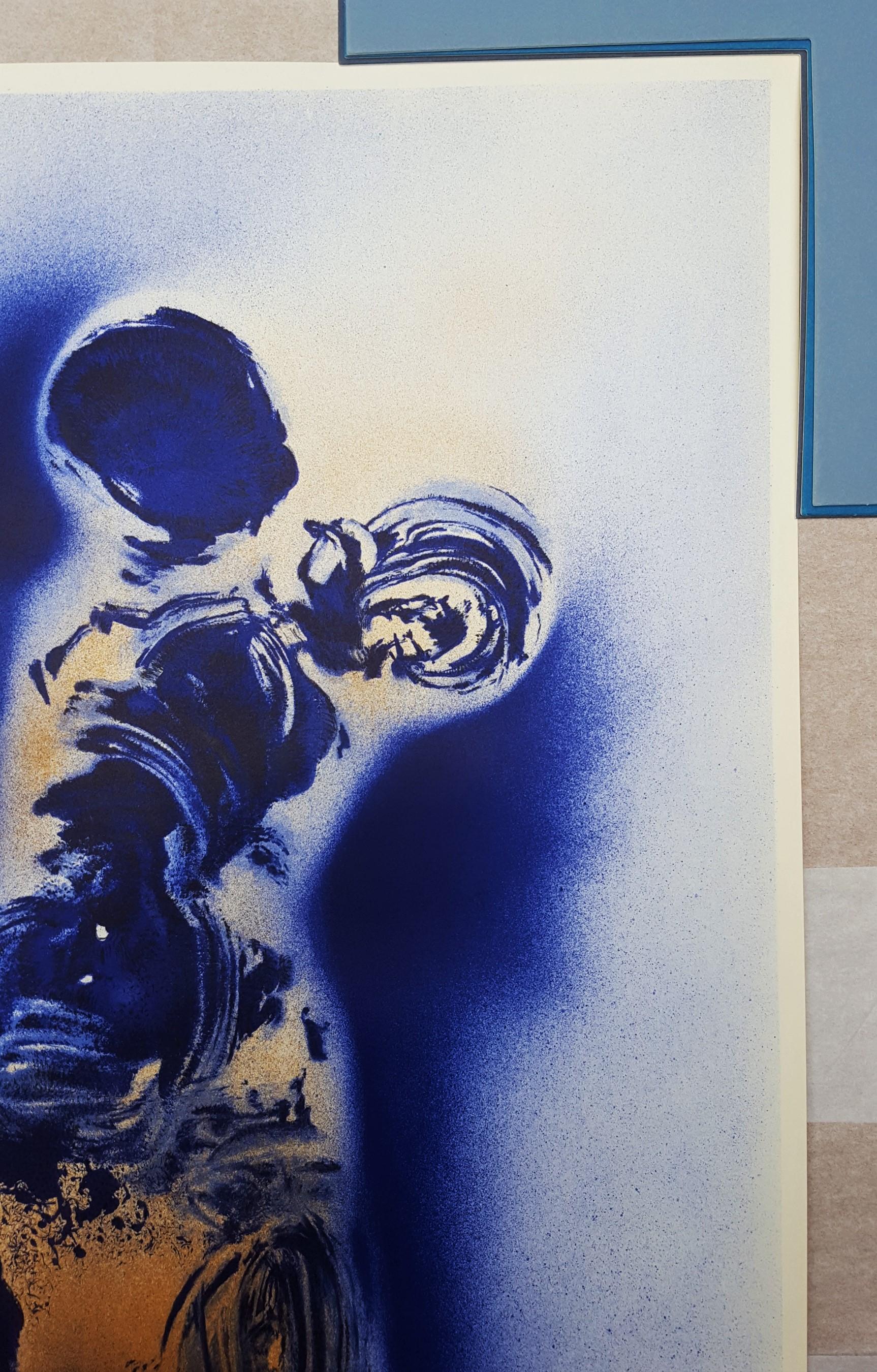 Galerie Karl Flinker (Anthropometry) Poster /// Yves Klein Nude Figurative Blue  For Sale 1