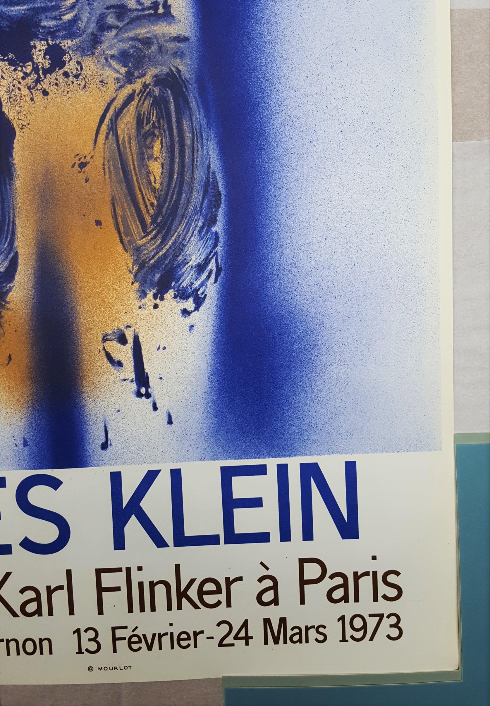Galerie Karl Flinker (Anthropometry) Poster /// Yves Klein Nude Figurative Blue  For Sale 2