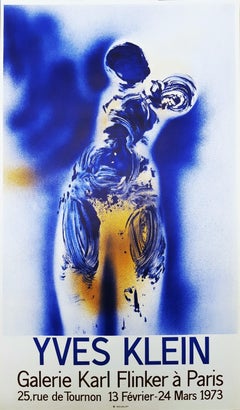 Vintage Galerie Karl Flinker (Anthropometry) Poster /// Yves Klein Nude Figurative Blue 