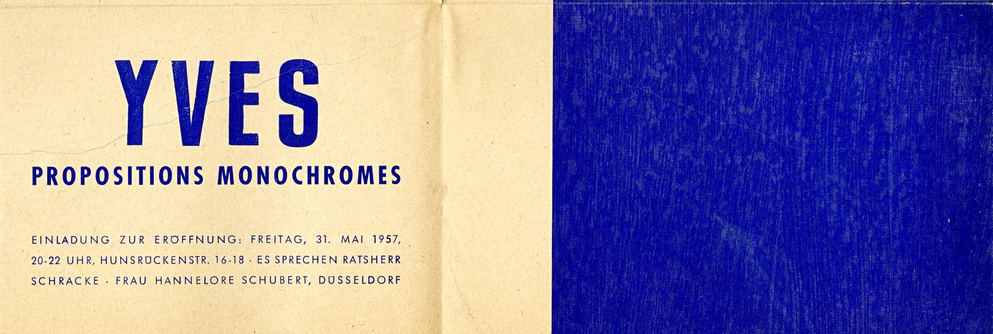 L'invitation d'Yves Klein Propositions Monochromes avec IKB (International Klein Blue) en vente 1
